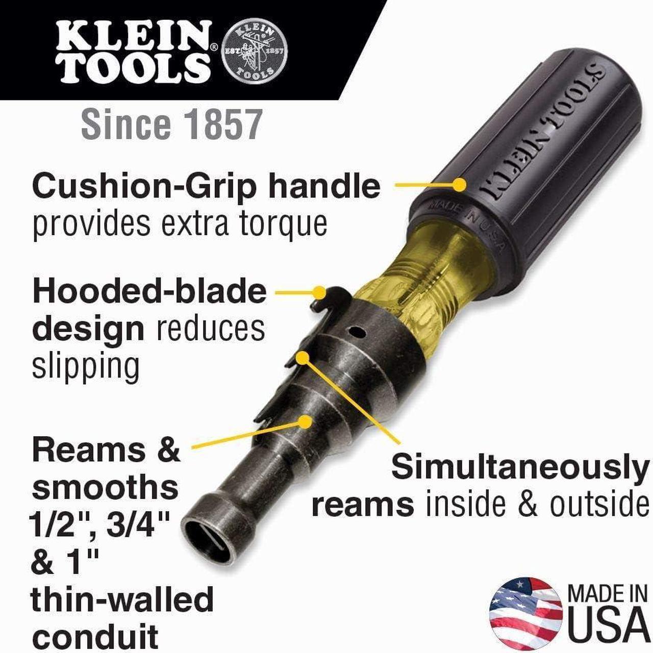 Alt view image 2 of 7 - Klein Tools 80073 Reaming Driver Kit with Conduit Reamer, Conduit-Fitting and Reaming Screwdriver and Magnetic Level, 3-Piece