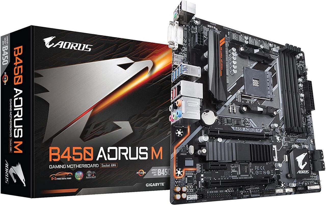 Alt view image 10 of 15 - GIGABYTE Motherboard B450 AORUS M AM4 AMD B450 SATA 6Gb/s USB 3.0 HDMI Micro ATX AMD Motherboard