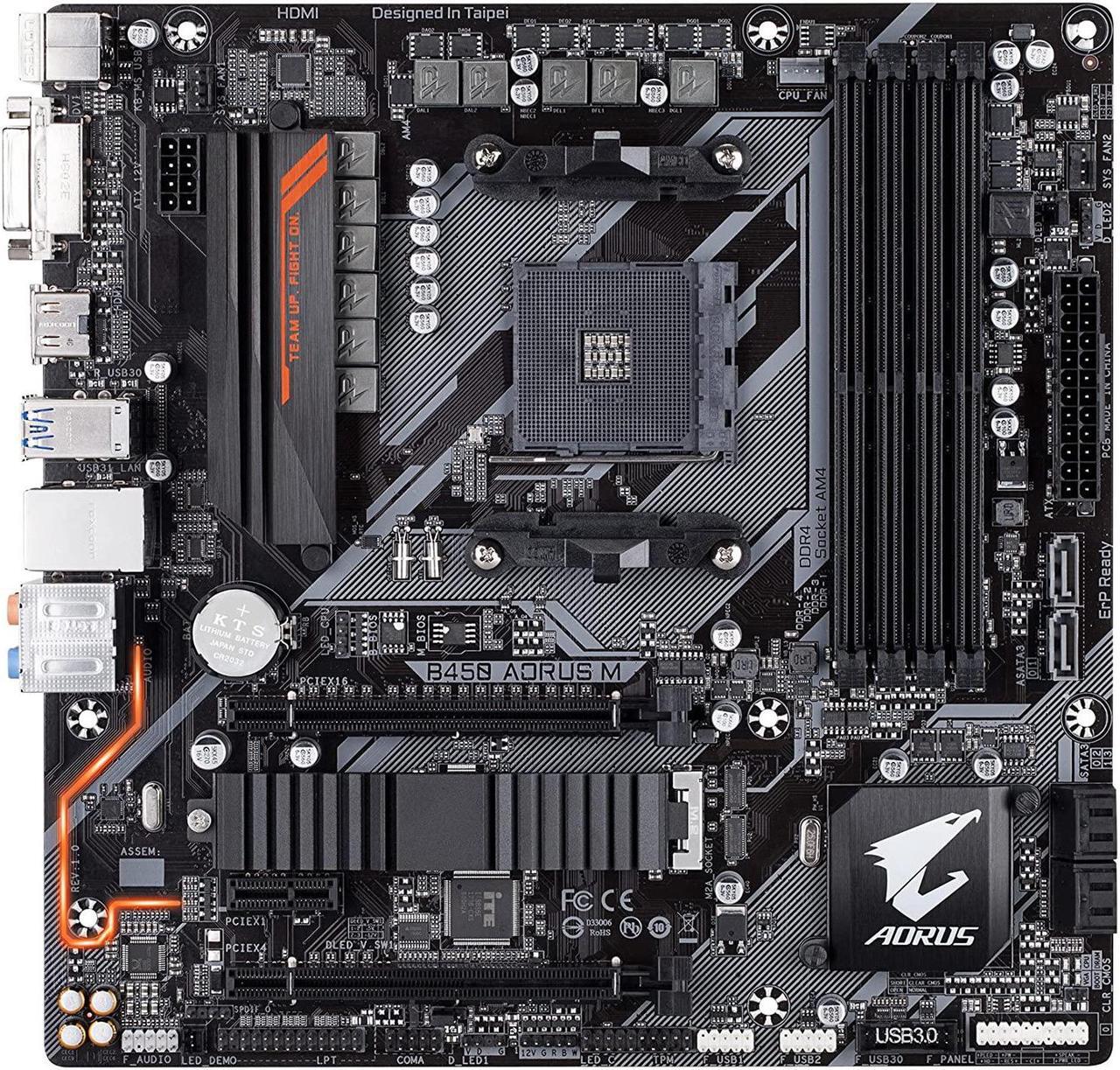 Alt view image 13 of 15 - GIGABYTE Motherboard B450 AORUS M AM4 AMD B450 SATA 6Gb/s USB 3.0 HDMI Micro ATX AMD Motherboard