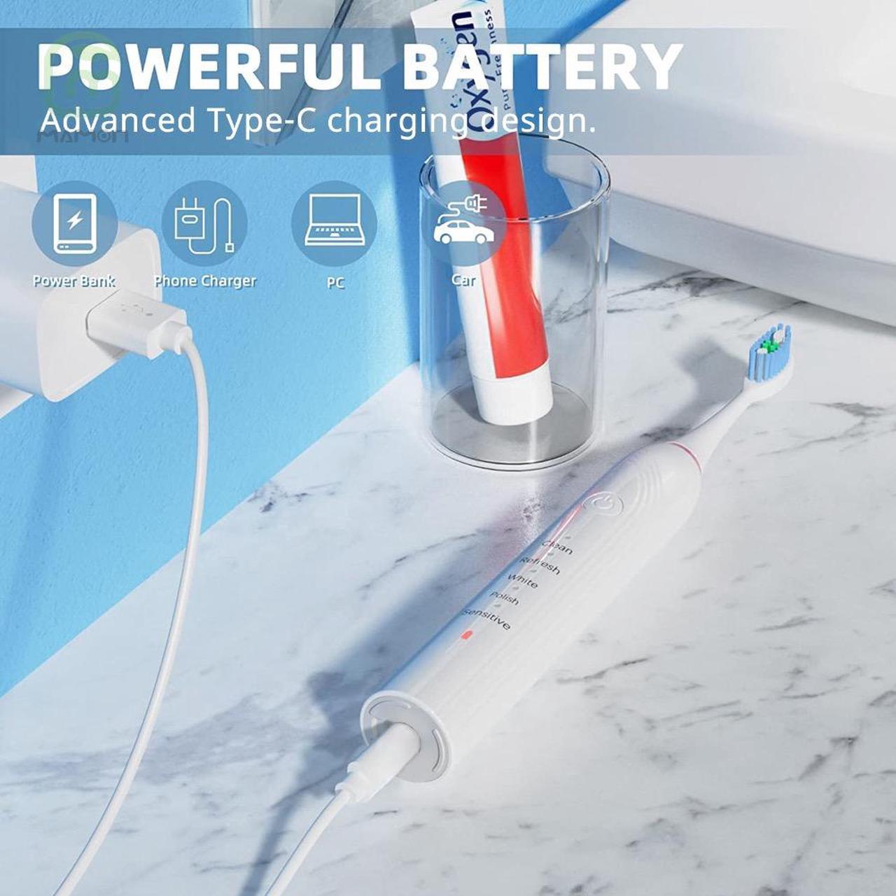 Alt view image 5 of 7 - MAMONCARE Electric Toothbrushes for Adults, 6 Brush Heads Electric Toothbrush with 43000 VPM Deep Clean 5 Modes, Rechargeable Toothbrushes Fast Charge 4 Hours Last 90 Days