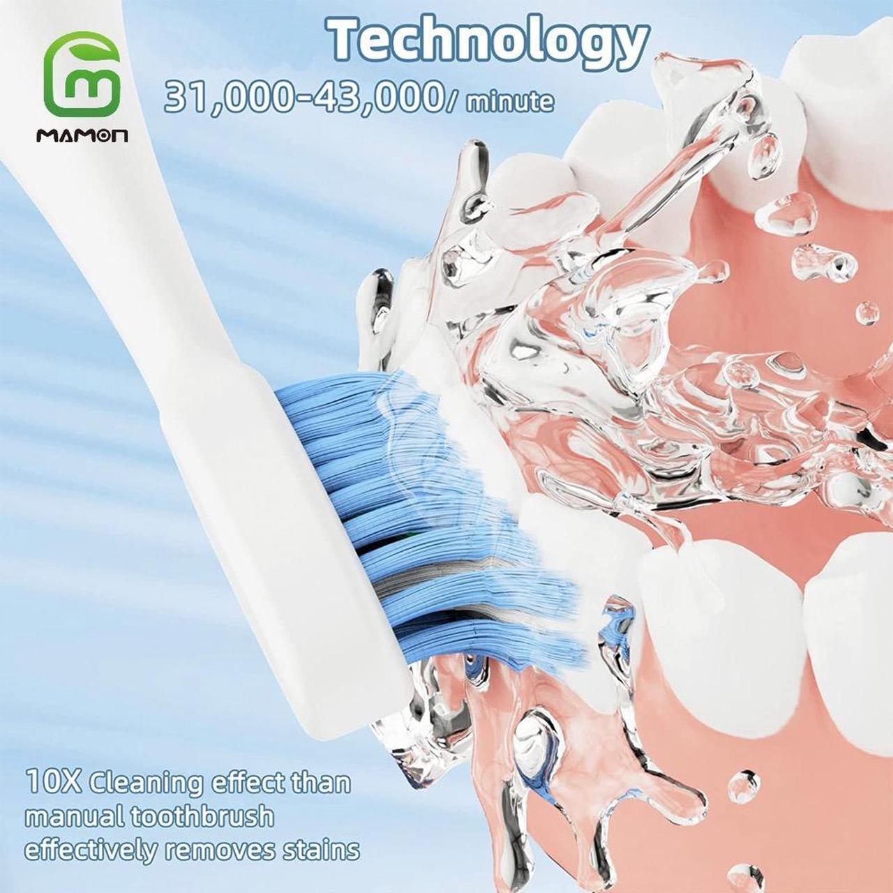 Alt view image 2 of 7 - MAMONCARE Electric Toothbrushes for Adults, 6 Brush Heads Electric Toothbrush with 43000 VPM Deep Clean 5 Modes, Rechargeable Toothbrushes Fast Charge 4 Hours Last 90 Days