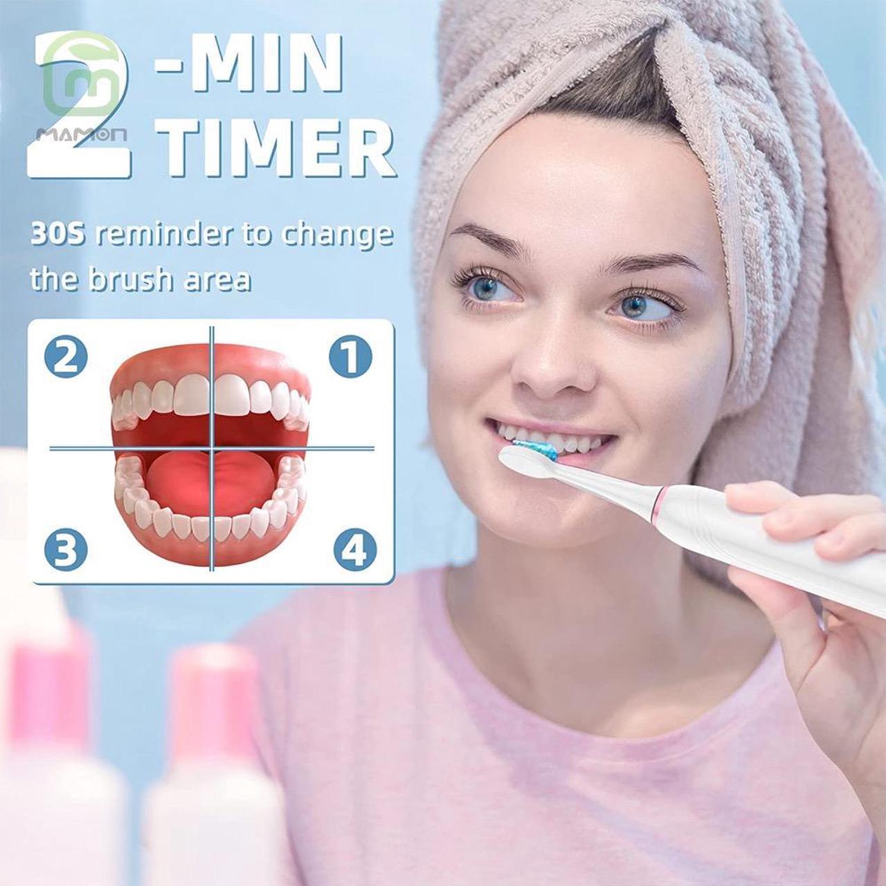 Alt view image 4 of 7 - MAMONCARE Electric Toothbrushes for Adults, 6 Brush Heads Electric Toothbrush with 43000 VPM Deep Clean 5 Modes, Rechargeable Toothbrushes Fast Charge 4 Hours Last 90 Days