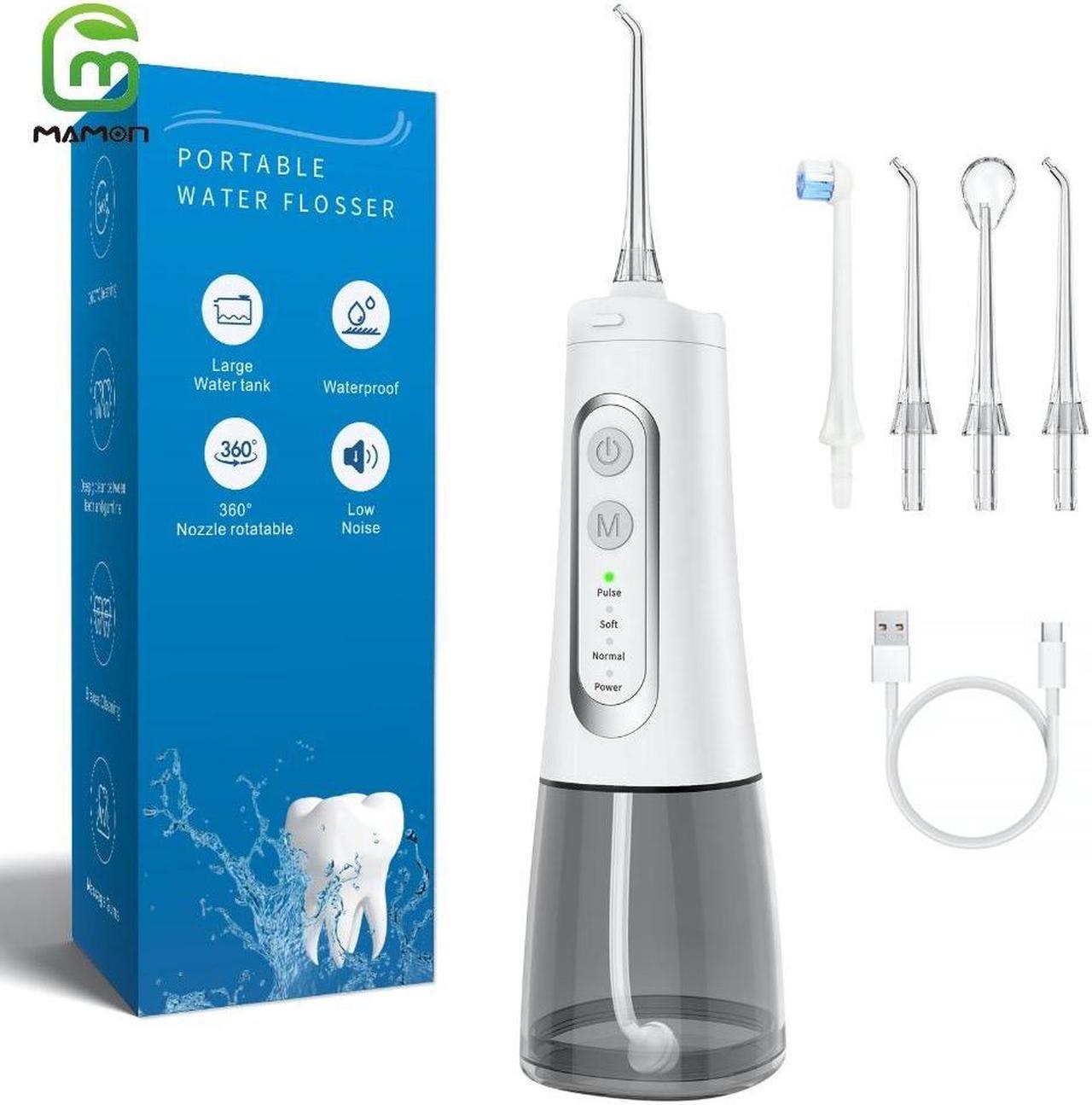 Main image of MAMONCARE Water Flosser Portable Dental Oral Irrigator with 5 Modes, 6 Replaceable Jet Tips, Rechargeable Waterproof Teeth Cleaner for Home and Travel -300ml Detachable Reservoir