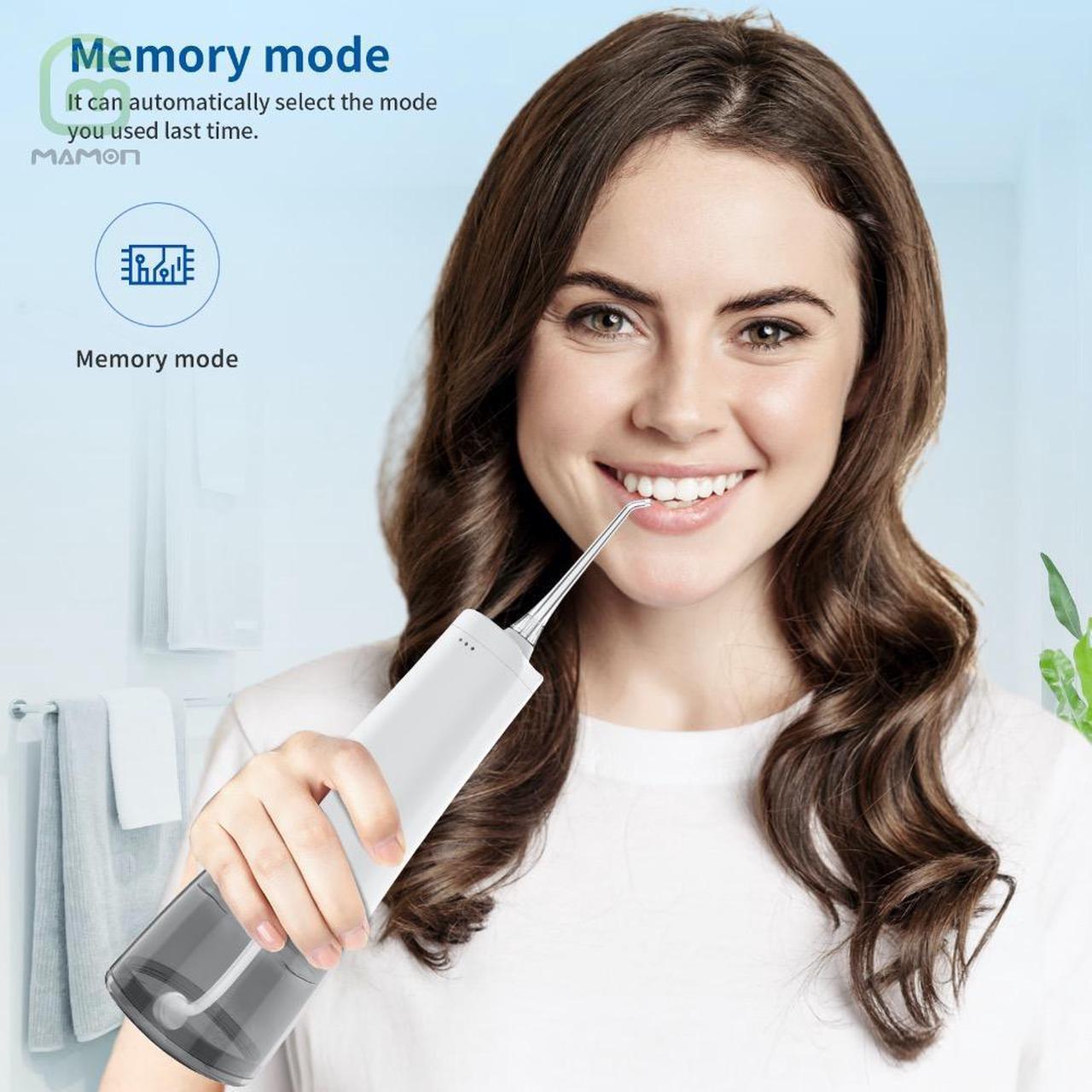 Alt view image 3 of 7 - MAMONCARE Water Flosser Portable Dental Oral Irrigator with 5 Modes, 6 Replaceable Jet Tips, Rechargeable Waterproof Teeth Cleaner for Home and Travel -300ml Detachable Reservoir