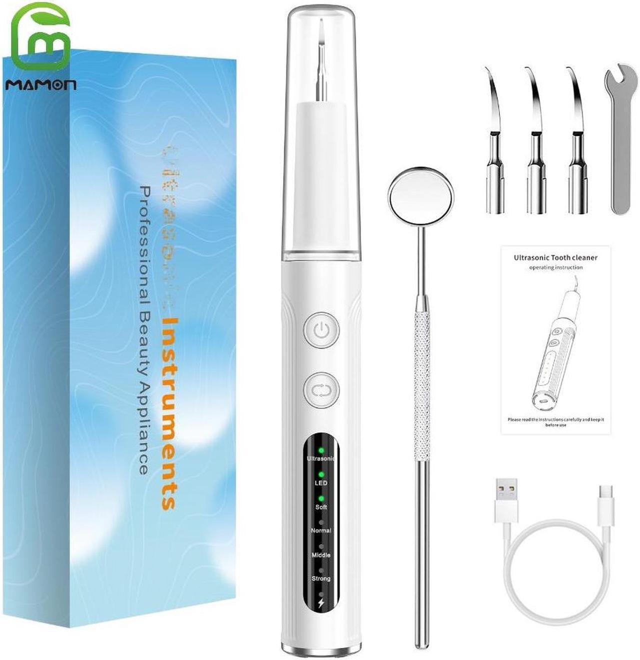 Main image of MAMONCARE Plaque Remover for Teeth,Teeth Cleaning Kit with tooth Cleaner and Dental Tools, Dental Picks Rechargeable Plaque Blaster with shadowless LED, Tartar Remover, 4 Replaceable Head