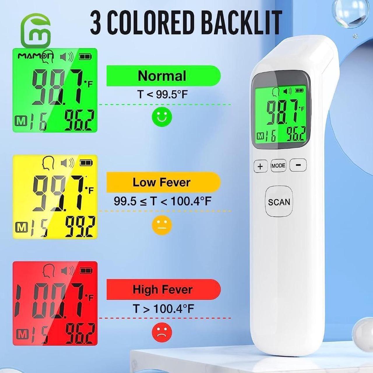 Alt view image 3 of 7 - Thermometer for Adults and Kids, No-Touch Forehead Thermometer with Object Mode Function,Fever Alert and 32 Set Memory Recall,Instant Accurate Reading Digital Baby Thermometer for Fever