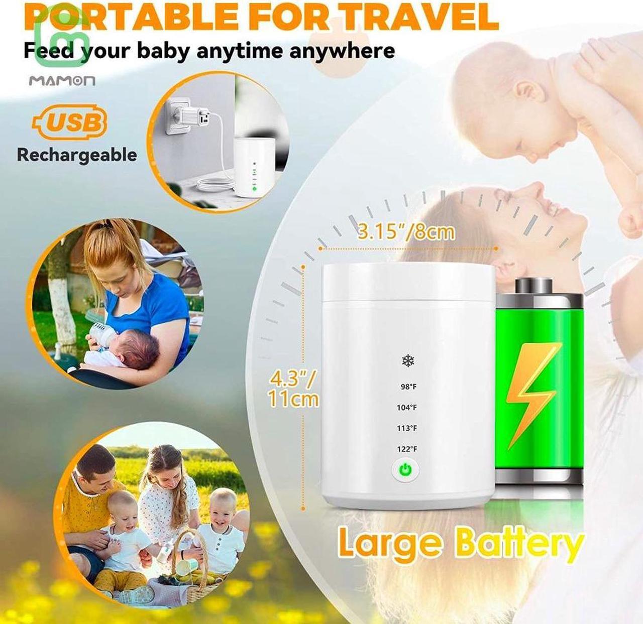 Alt view image 2 of 7 - Portable Bottle Warmer,Fast Heating Baby Bottle Warmer for Breastmilk or Baby Formula,Bottle Warmer with 2 Adapters Wireless Portable Bottle Warmer for Travel,Precise Temperature Control/Beep Reminder