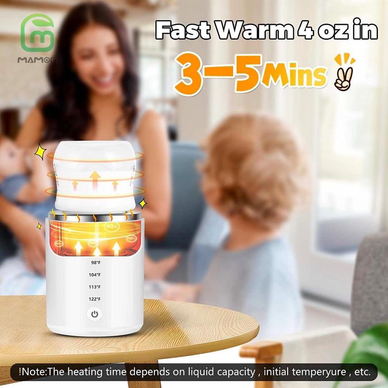 Alt view image 3 of 7 - Portable Bottle Warmer,Fast Heating Baby Bottle Warmer for Breastmilk or Baby Formula,Bottle Warmer with 2 Adapters Wireless Portable Bottle Warmer for Travel,Precise Temperature Control/Beep Reminder