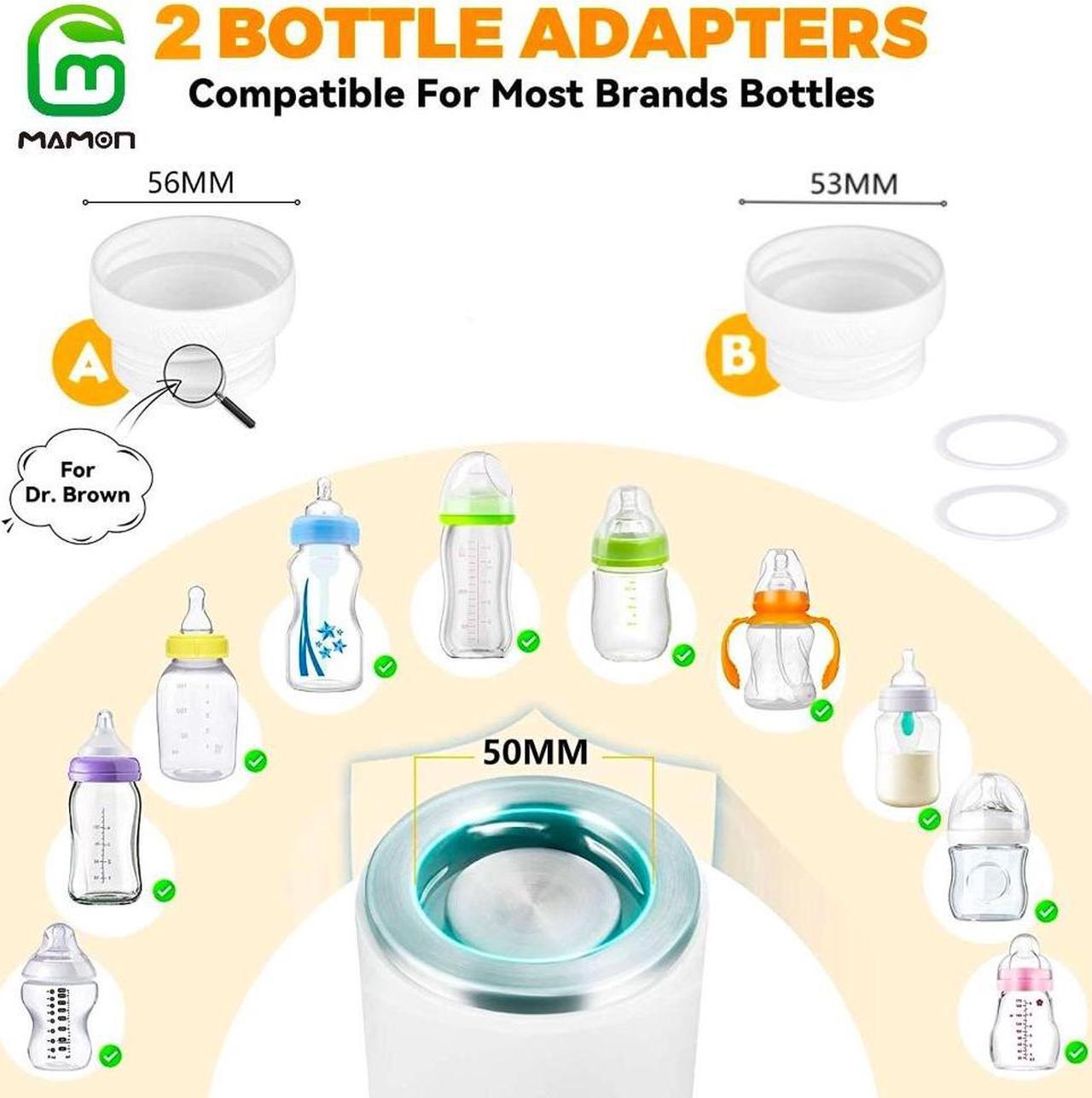 Alt view image 7 of 7 - Portable Bottle Warmer,Fast Heating Baby Bottle Warmer for Breastmilk or Baby Formula,Bottle Warmer with 2 Adapters Wireless Portable Bottle Warmer for Travel,Precise Temperature Control/Beep Reminder