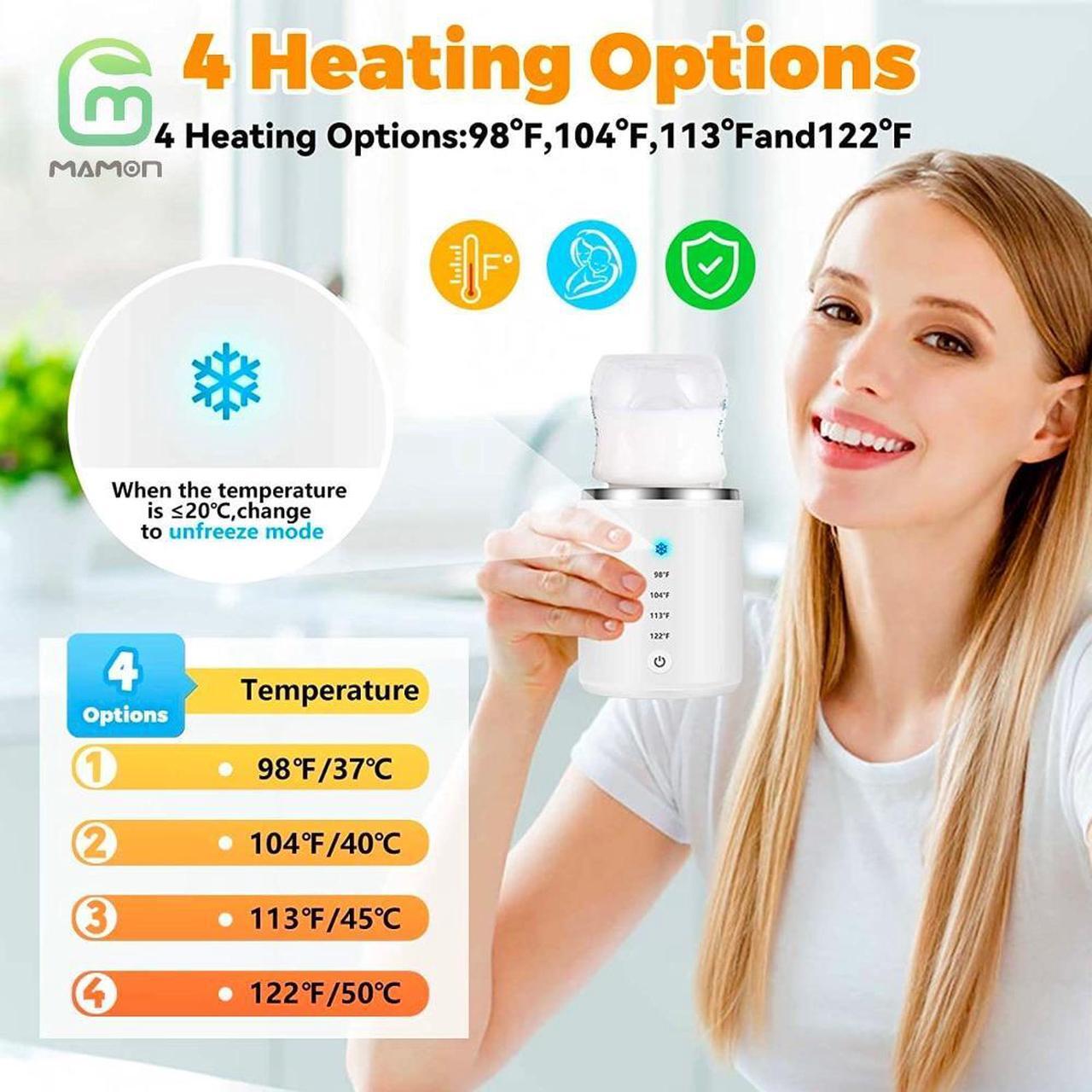 Alt view image 6 of 7 - Portable Bottle Warmer,Fast Heating Baby Bottle Warmer for Breastmilk or Baby Formula,Bottle Warmer with 2 Adapters Wireless Portable Bottle Warmer for Travel,Precise Temperature Control/Beep Reminder