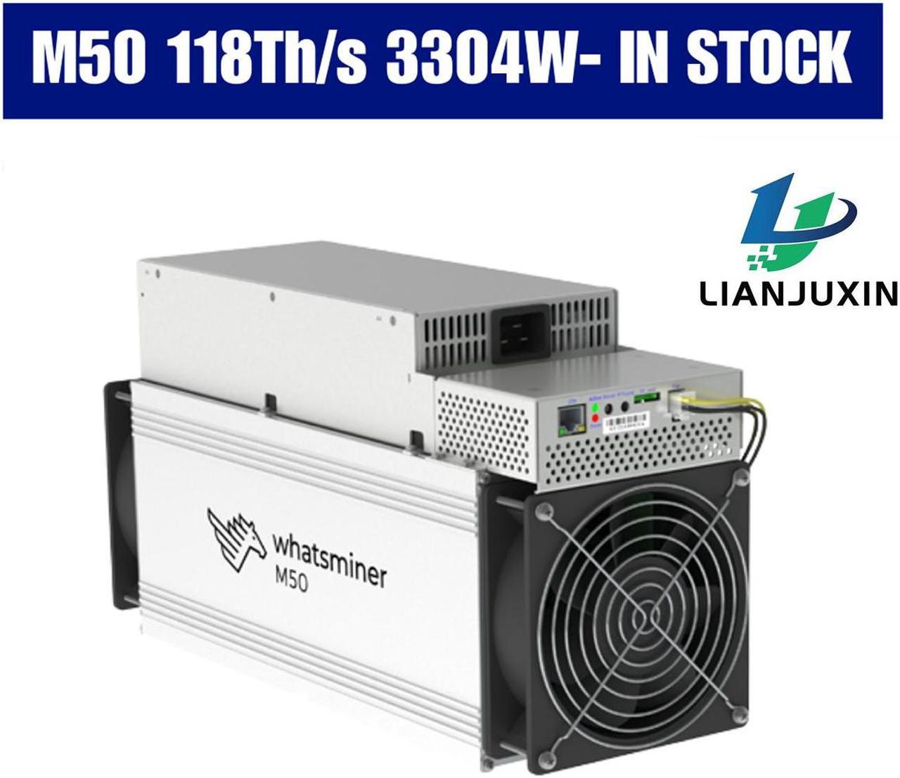 New Whatsminer M50 118T from MicroBT mining SHA-256 algorithm with a maximum hashrate of 118 TH/s at 29 J/T Most Efficient Asic Miner BTC Bitcoin With PSU