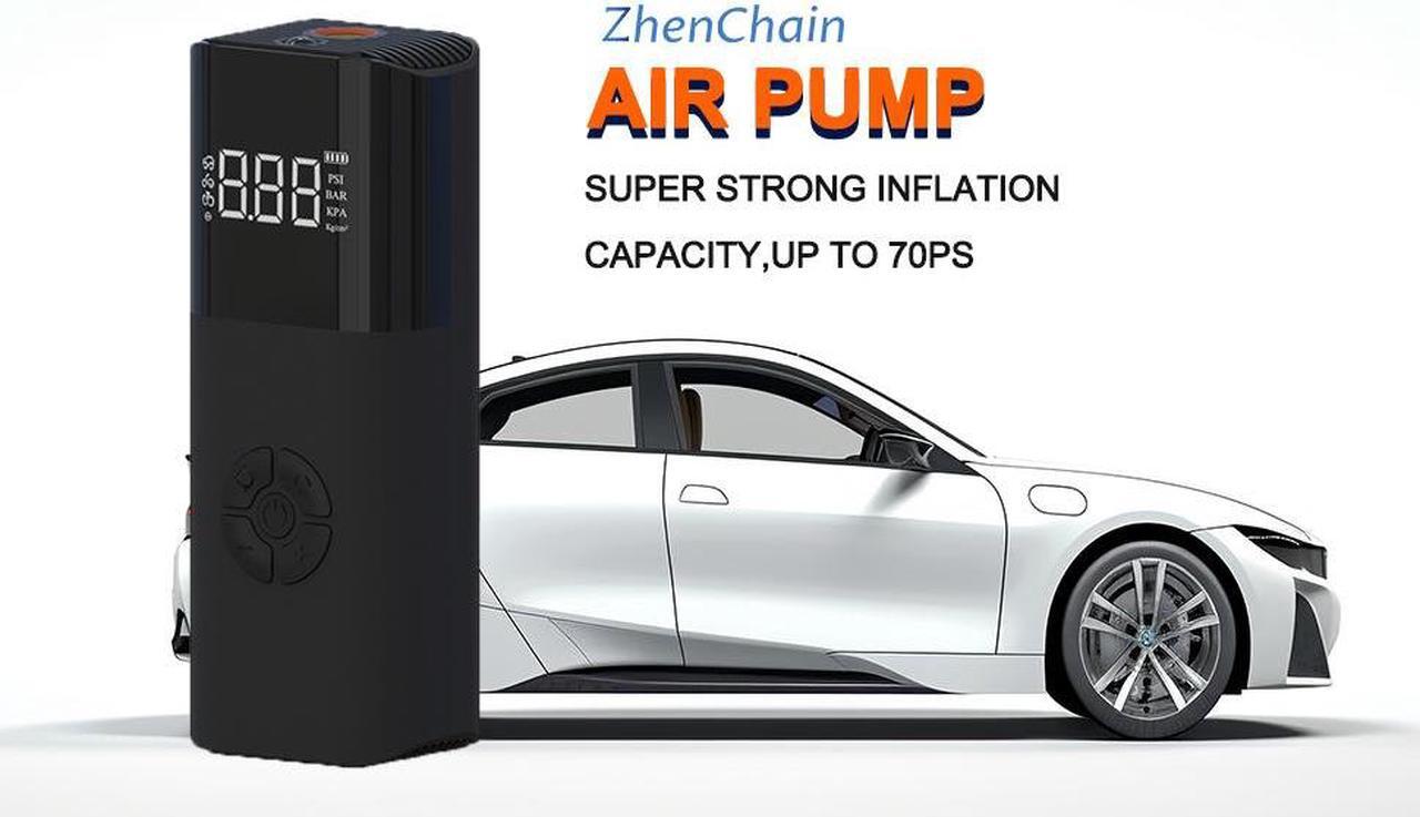 Alt view image 2 of 7 - 120 PSI Tire Inflator Portable Air Compressor Bicycle Pump With Digital Pressure Gauge LED Light Mini Rechargeable Tire Pump Electric Air Pump For Car Bike Motorcycle Balls