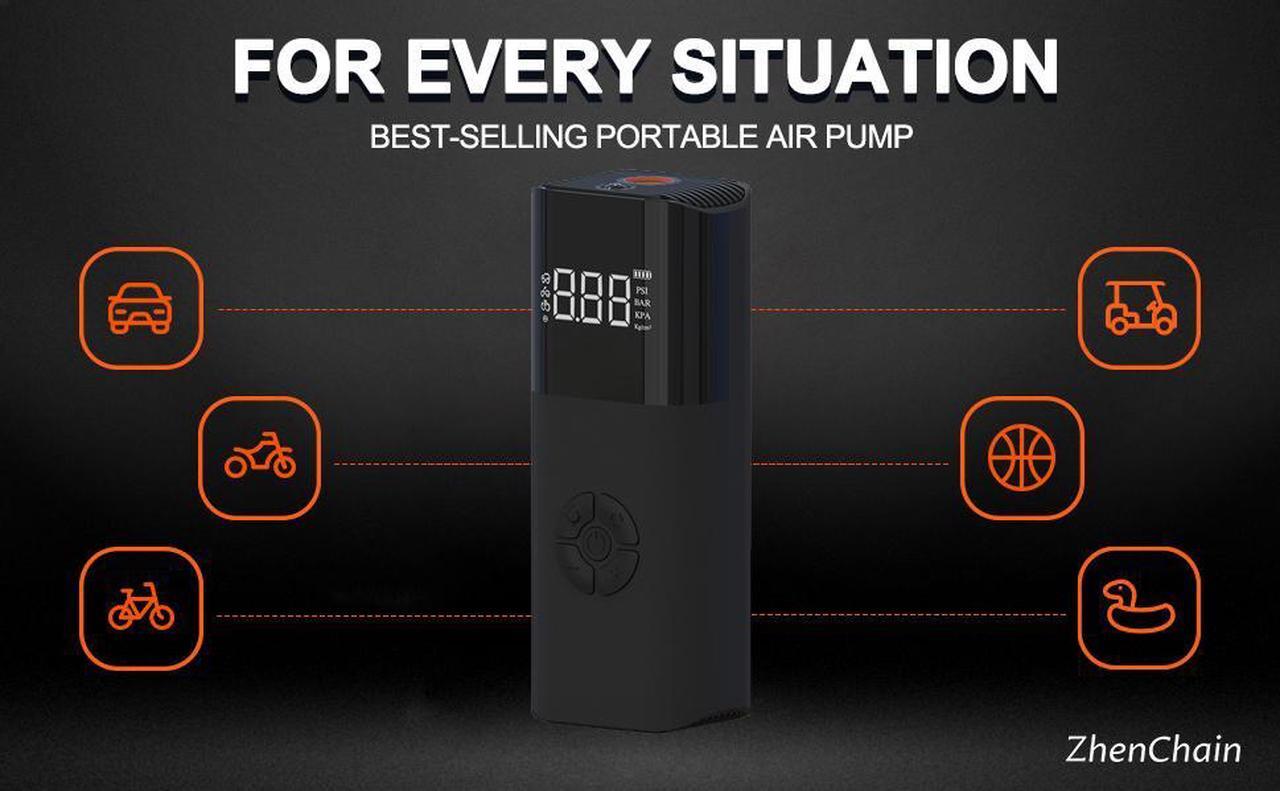 Alt view image 4 of 7 - 120 PSI Tire Inflator Portable Air Compressor Bicycle Pump With Digital Pressure Gauge LED Light Mini Rechargeable Tire Pump Electric Air Pump For Car Bike Motorcycle Balls