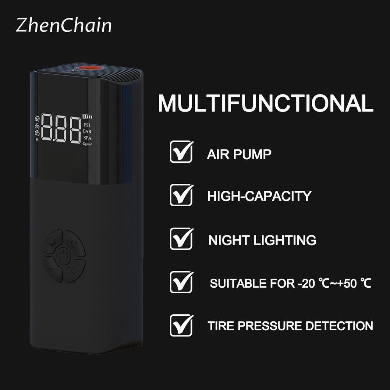 Alt view image 6 of 7 - 120 PSI Tire Inflator Portable Air Compressor Bicycle Pump With Digital Pressure Gauge LED Light Mini Rechargeable Tire Pump Electric Air Pump For Car Bike Motorcycle Balls