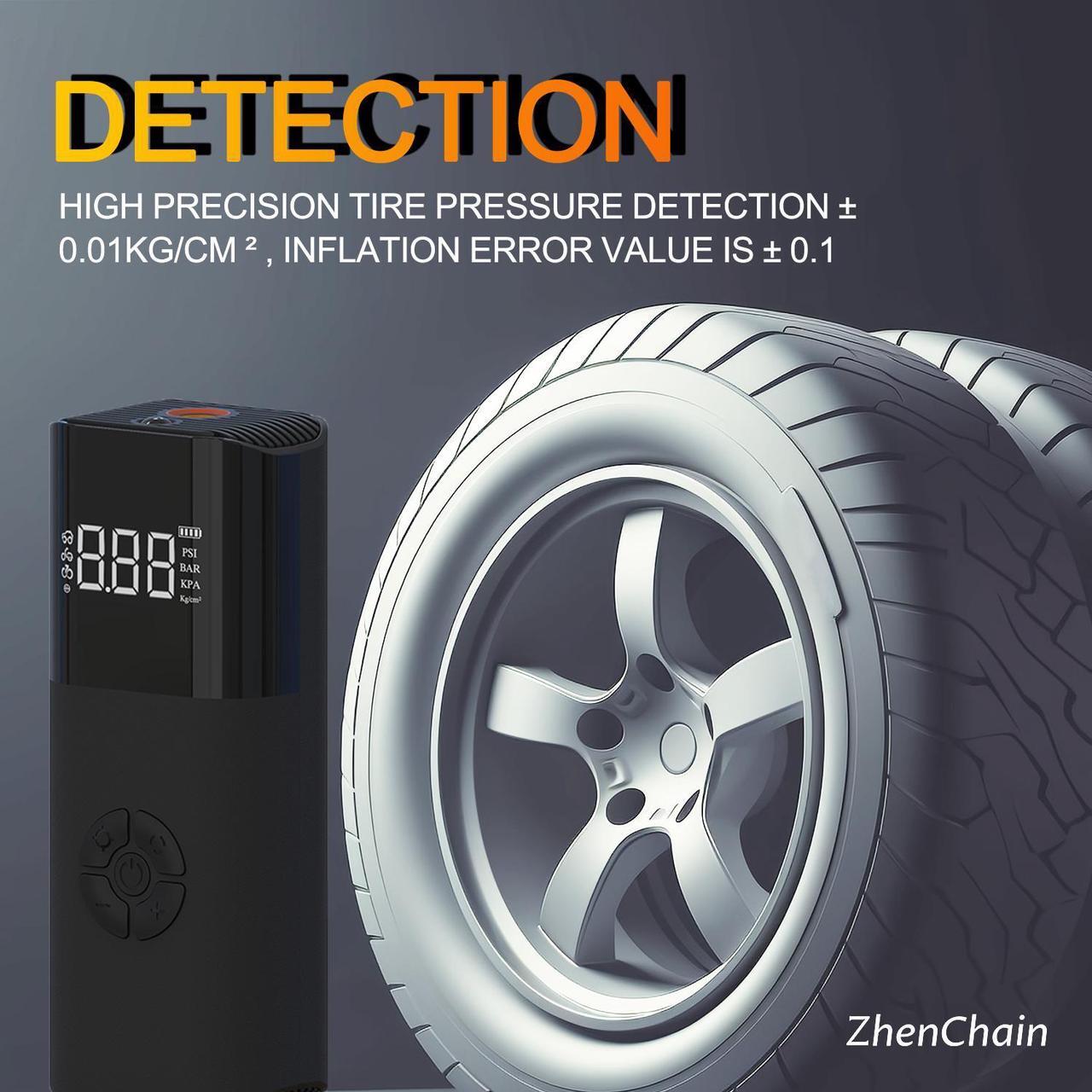 Alt view image 5 of 7 - 120 PSI Tire Inflator Portable Air Compressor Bicycle Pump With Digital Pressure Gauge LED Light Mini Rechargeable Tire Pump Electric Air Pump For Car Bike Motorcycle Balls