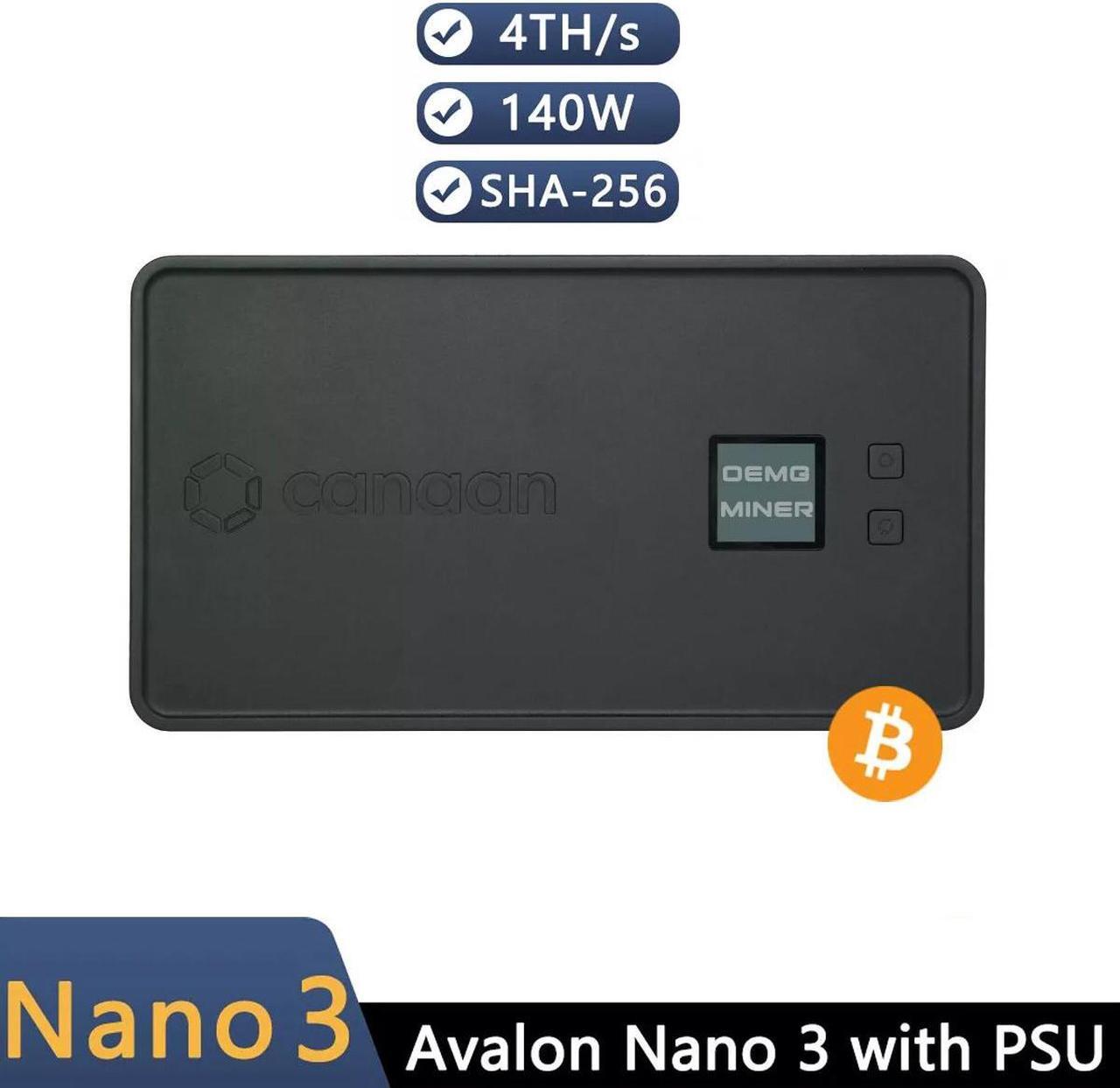 Main image of Avalon Nano3 Bitcoin Miner 4T 140W 29J/T Home Quiet Asic Miner with PSU