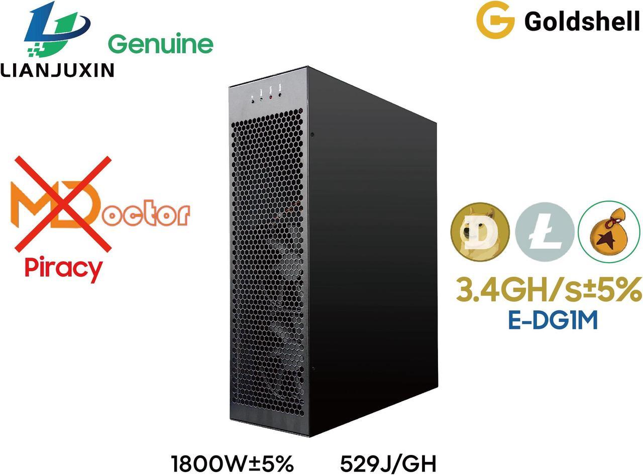 Goldshell New Miner E-DG1M 3.4GH/s LTC DOGE BELLS Miner 1800W With PSU Silent 40dB Mining  Asic Miner Gold-shell