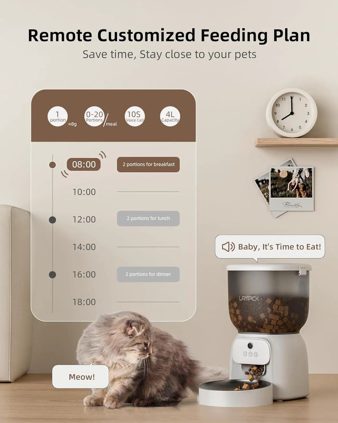 Alt view image 3 of 7 - Automatic Cat Feeder with Camera, 1080P HD Video Cat Food Dispenser with Stainless Steel Bowls WiFi Automatic Pet Feeder with 2 Way Audio,Smart App Control
