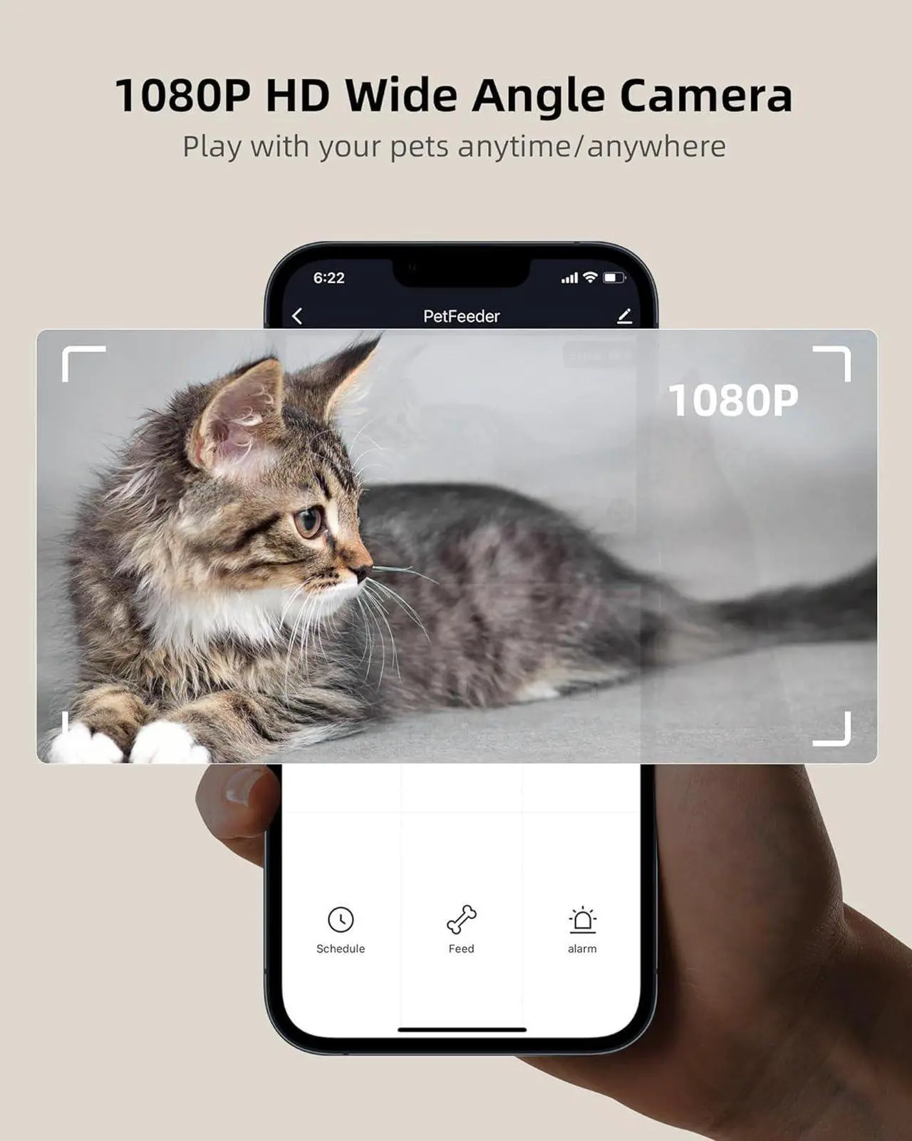 Alt view image 5 of 7 - Automatic Cat Feeder with Camera, 1080P HD Video Cat Food Dispenser with Stainless Steel Bowls WiFi Automatic Pet Feeder with 2 Way Audio,Smart App Control