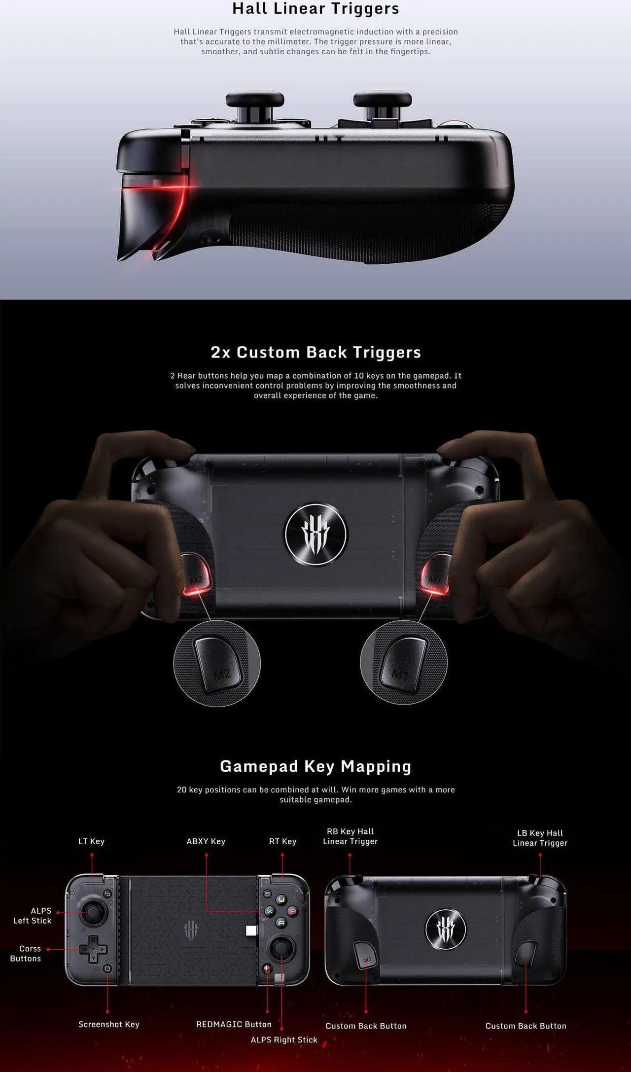 Alt view image 6 of 7 - RED MAGIC Shadow Blade Gamepad Game Controller 110-179mm for RedMagic 9 Pro 8 8S Pro