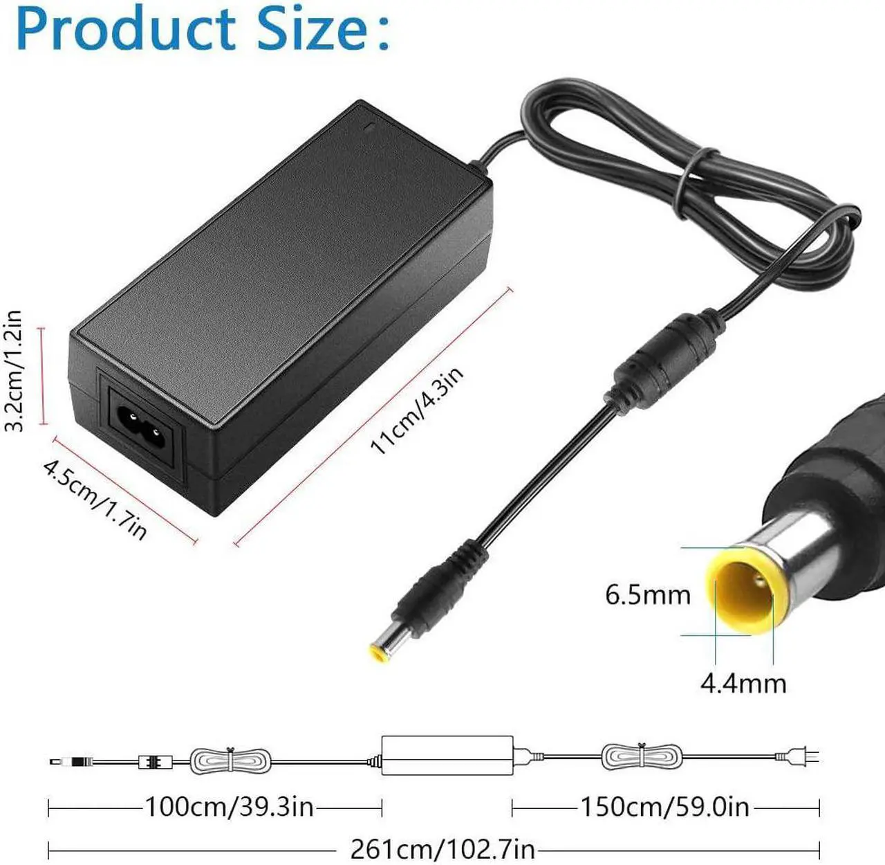Alt view image 2 of 6 - 14V Power Cord for Samsung Monitor UL Listed 14V 3A 2.5A 2.14A 1.78A 42W Power Supply AC DC Adapter for Samsung SyncMaster 15" 17" 18" 19" 20" 22" 23" 24" 27" Screen TFT LED LCD TV Monitor