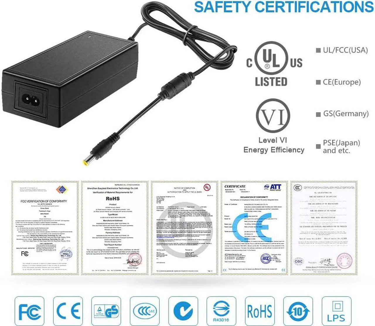 Alt view image 3 of 6 - 14V Power Cord for Samsung Monitor UL Listed 14V 3A 2.5A 2.14A 1.78A 42W Power Supply AC DC Adapter for Samsung SyncMaster 15" 17" 18" 19" 20" 22" 23" 24" 27" Screen TFT LED LCD TV Monitor