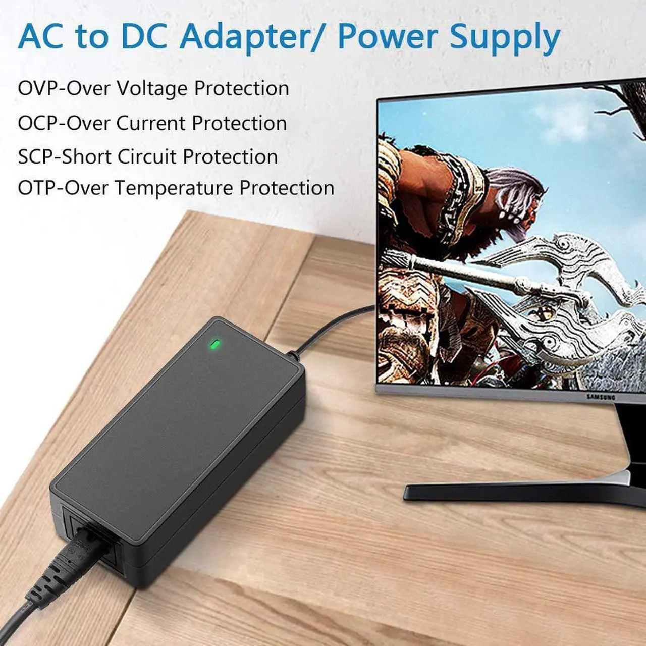 Alt view image 5 of 6 - 14V Power Cord for Samsung Monitor UL Listed 14V 3A 2.5A 2.14A 1.78A 42W Power Supply AC DC Adapter for Samsung SyncMaster 15" 17" 18" 19" 20" 22" 23" 24" 27" Screen TFT LED LCD TV Monitor