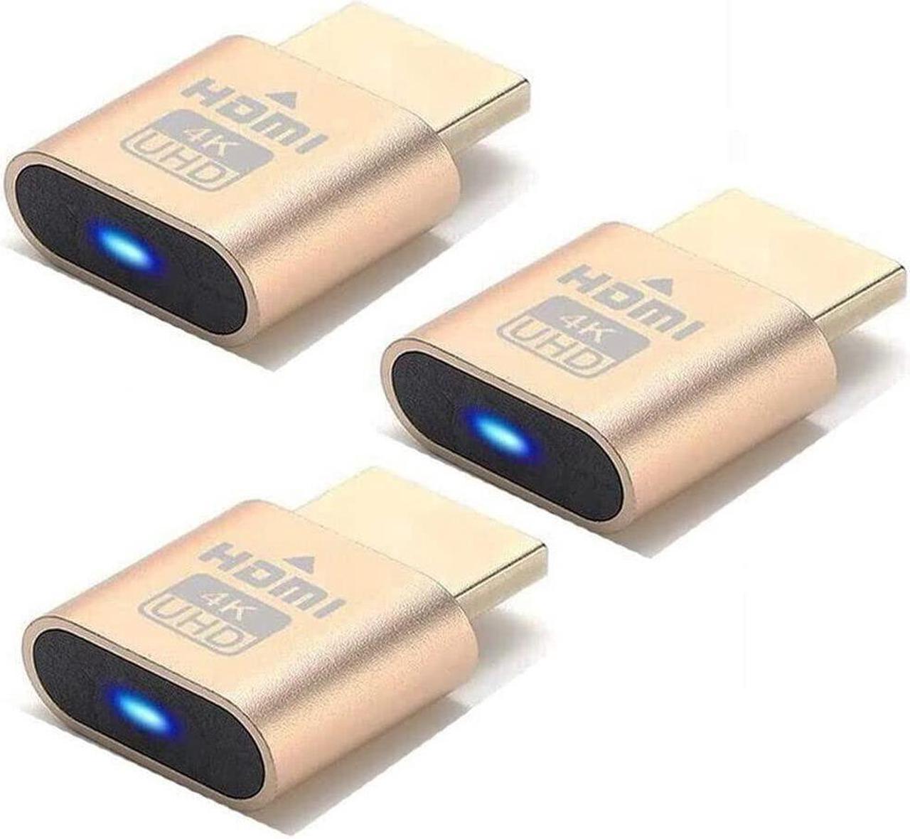 HDMI Dummy Plug 4K High Resolution Virtual Monitor Display Emulator New Generation Headless Display Adapter Compatible with Windows Mac OSX Linux, 3Pack