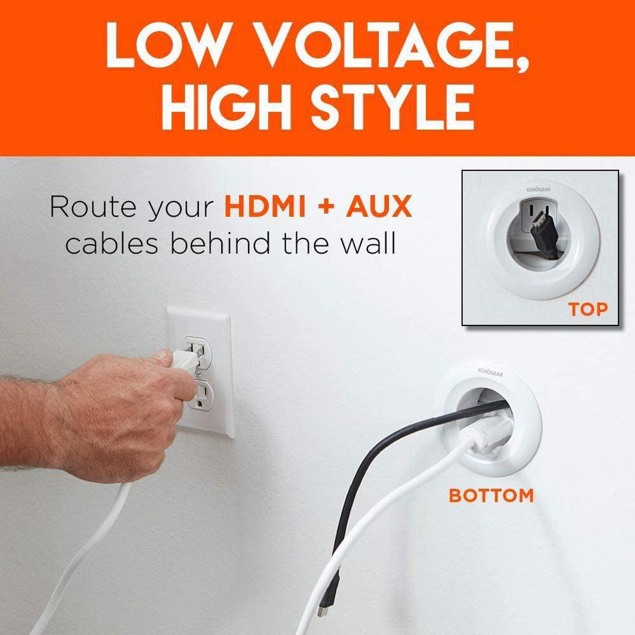 Alt view image 2 of 7 - ECHOGEAR in-Wall Cable Concealer Kit - Includes Power & Low Voltage Cable Management - Hide TV Wires When Mounting A TV - Includes Hole Saw Drill Attachment for Easy Install