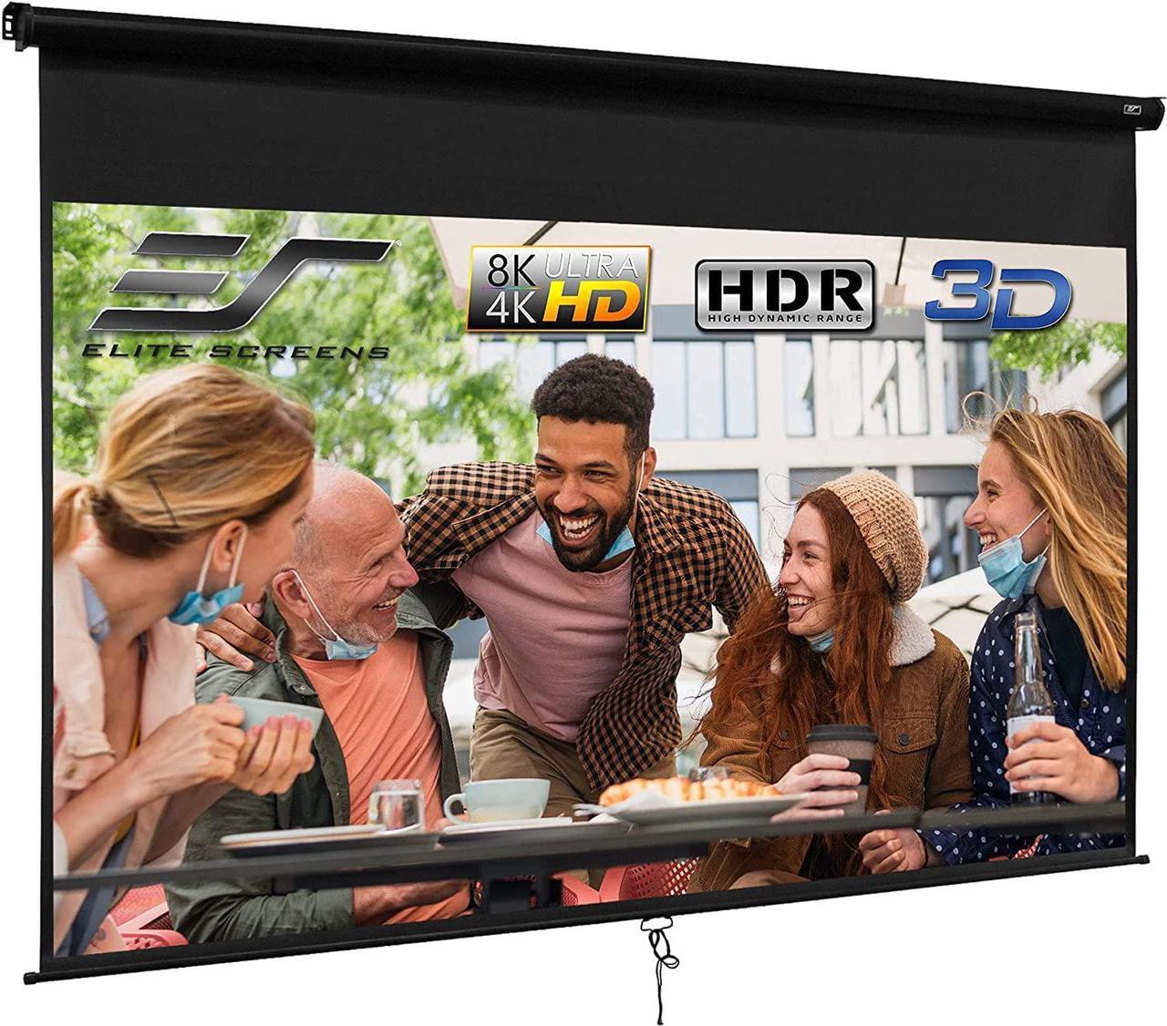 Main image of Elite Screens Manual B Series, 120-INCH Pull Down Projector Screen with Auto-Lock / Slow Retract Mechanism, 4K / 8K 3D Ultra HDR HD Ready Home Cinema Theater Presentation Education
