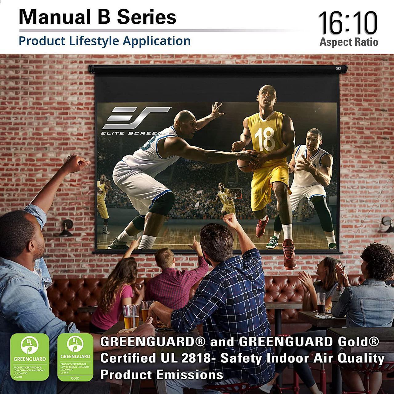 Alt view image 3 of 4 - Elite Screens Manual B Series, 120-INCH Pull Down Projector Screen with Auto-Lock / Slow Retract Mechanism, 4K / 8K 3D Ultra HDR HD Ready Home Cinema Theater Presentation Education