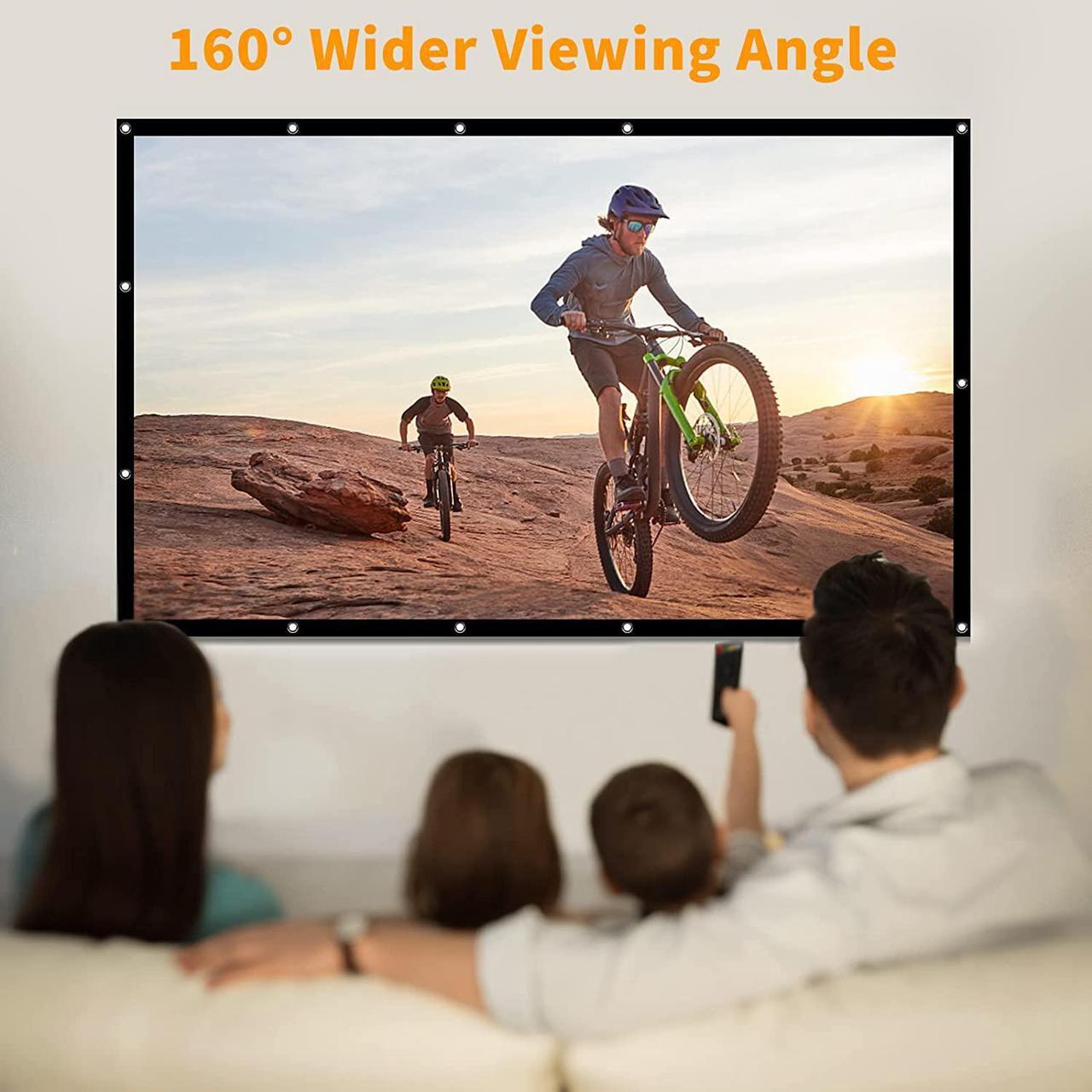 Alt view image 5 of 6 - Projector Screen 120 inch, Taotique 4K Movie Projector Screen 16:9 HD Foldable and Portable Anti-Crease Indoor Outdoor Projection Double Sided Video Projector Screen for Home, Party, Office, Classroom
