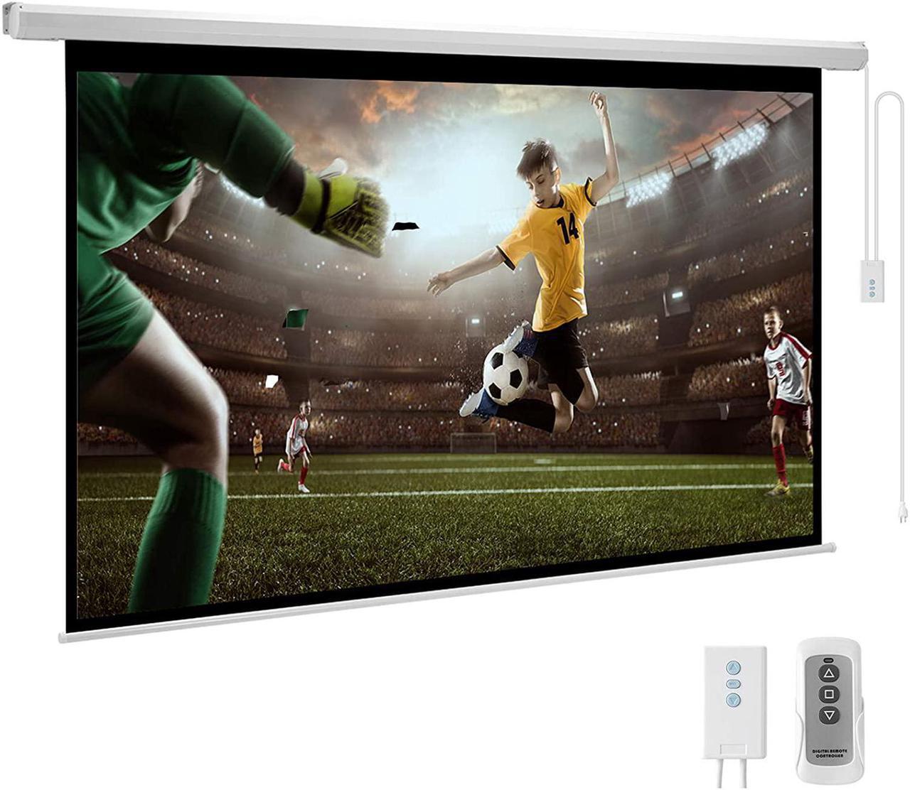 Main image of 100inch Motorized Projection Screen,100 Inch 16:9 4K 3D HD Electric Projector Screen, Wall/Ceiling Mounted White Projection Screen with Two Remote Controls for Indoor & Outdoor Use
