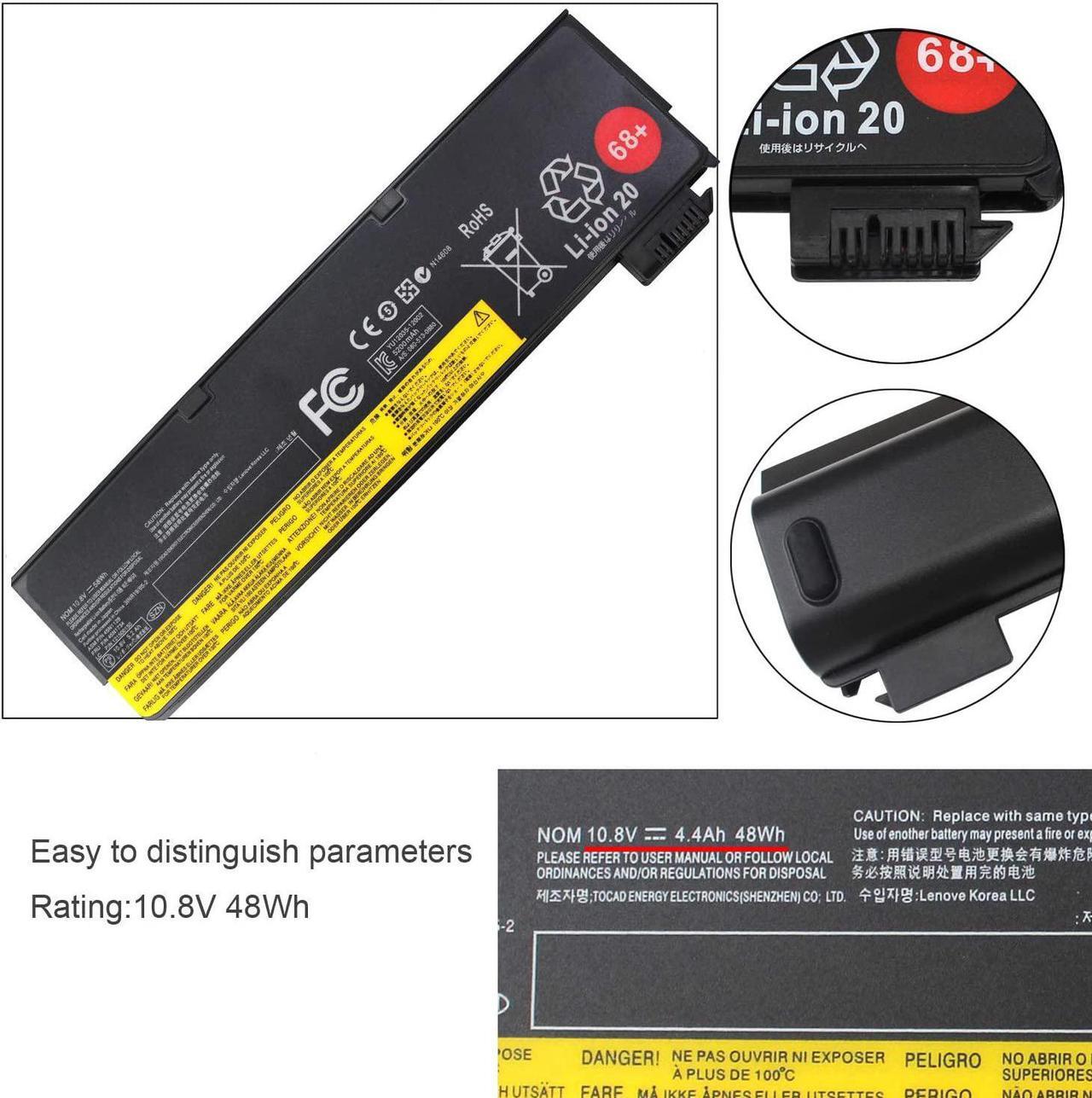 Alt view image 3 of 6 - 6Cell 58W 68+ 0C52862 Battery Compatible with Lenovo T440 T440s T450 T460 T460p T550 T560 W550s X250 X260 X270 45N1124 45N1125 45N1128 45N1127 X240