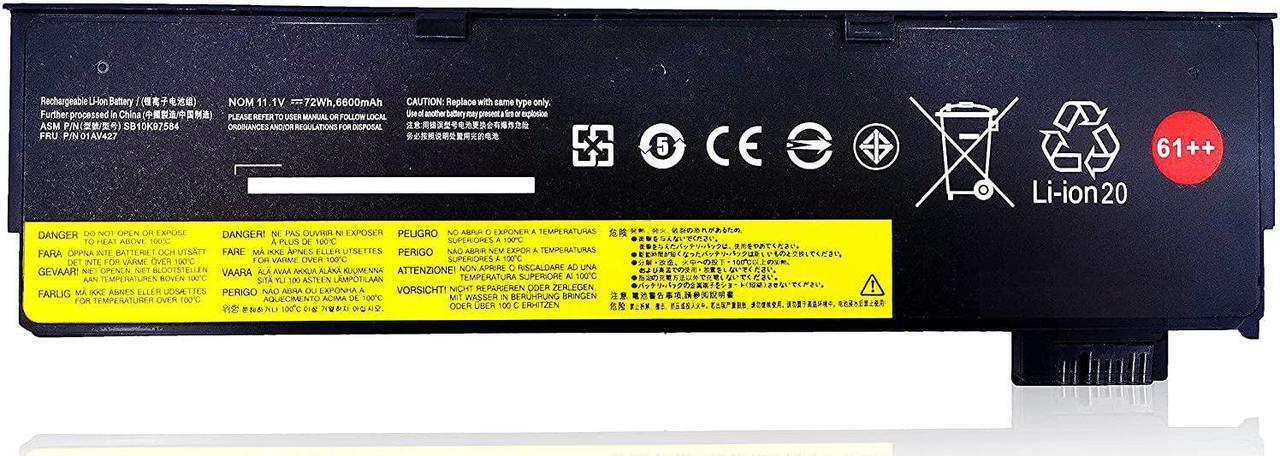 Main image of 6-CELL 61++ 72Wh , T470 T480 Extended Battery For Lenovo ThinkPad P51S ,P52S, T470 T480,P52S P51S T570 T580 A475 A485 TP25 4X50M08812 01AV423 01AV422 01AV424 01AV452 SB10K97584 SB10K97579 SB10K97580 0
