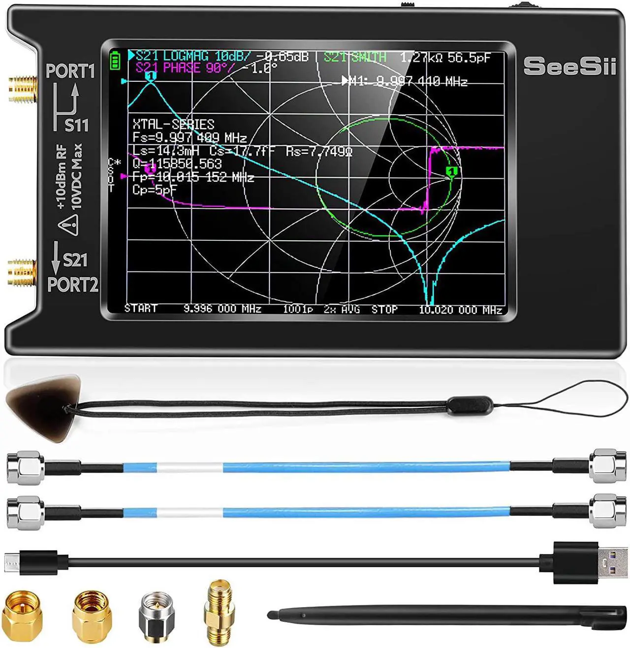 Main image of 2022Upgraded NanoVNA 50kHz-6.3GHz Vector Network Analyzer,Seesii 4inch Antenna Analyzer with 2000 Battery,MicroSD Slot, Support Data Storage,Measure S Parameters HF VHF UHF SWR Phase Delay Smith Chart