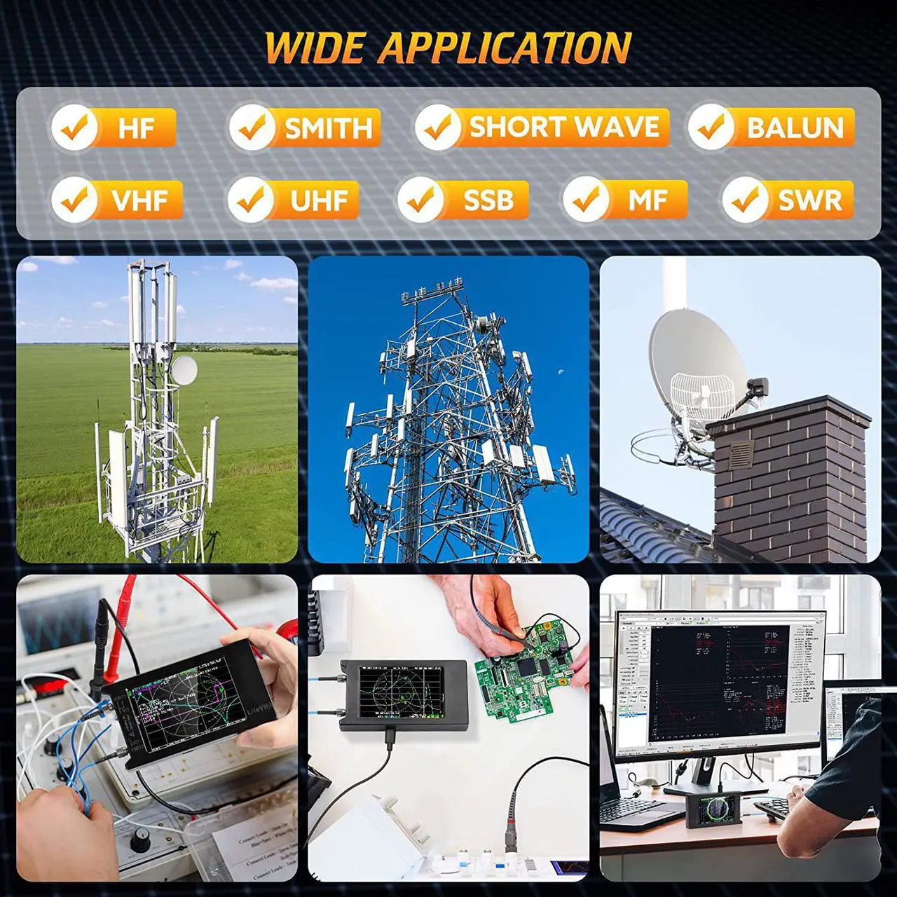 Alt view image 7 of 7 - 2022Upgraded NanoVNA 50kHz-6.3GHz Vector Network Analyzer,Seesii 4inch Antenna Analyzer with 2000 Battery,MicroSD Slot, Support Data Storage,Measure S Parameters HF VHF UHF SWR Phase Delay Smith Chart