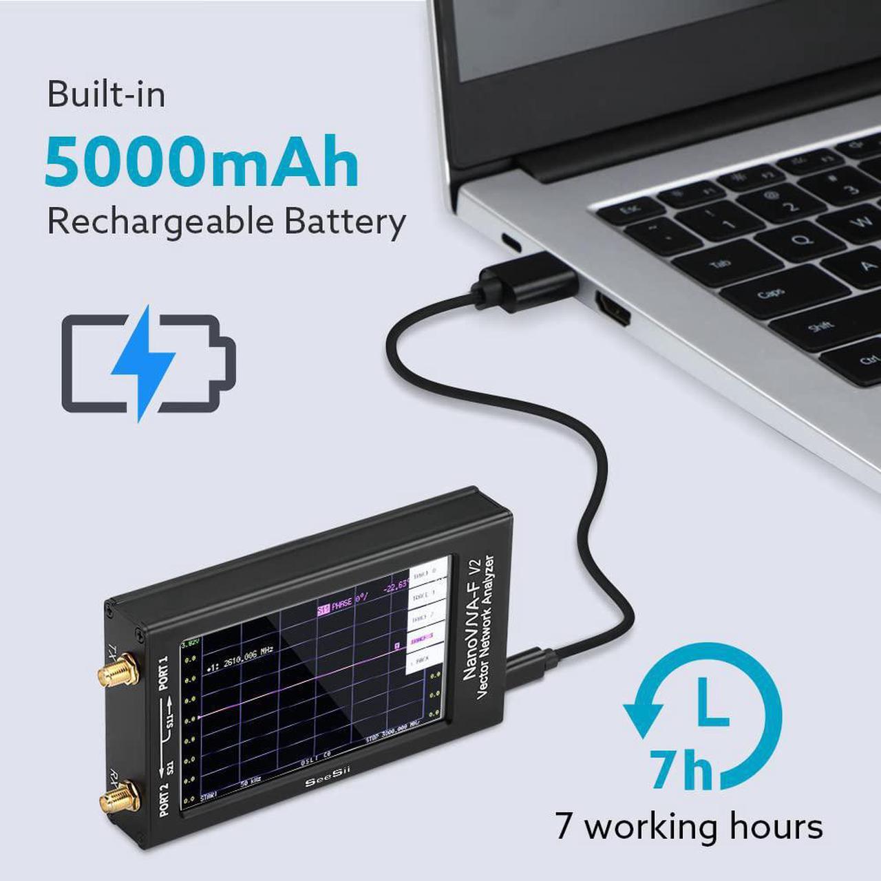 Alt view image 4 of 7 - Upgraded NanoVNA-F V2 Vector Network Analyzer 50kHz-3000MHz HF VHF UHF VNA Antenna Analyzer 4.3 inch with 5000mAh,Measuring S-Parameter Voltage SWR, Phase, delay, Smith Chart