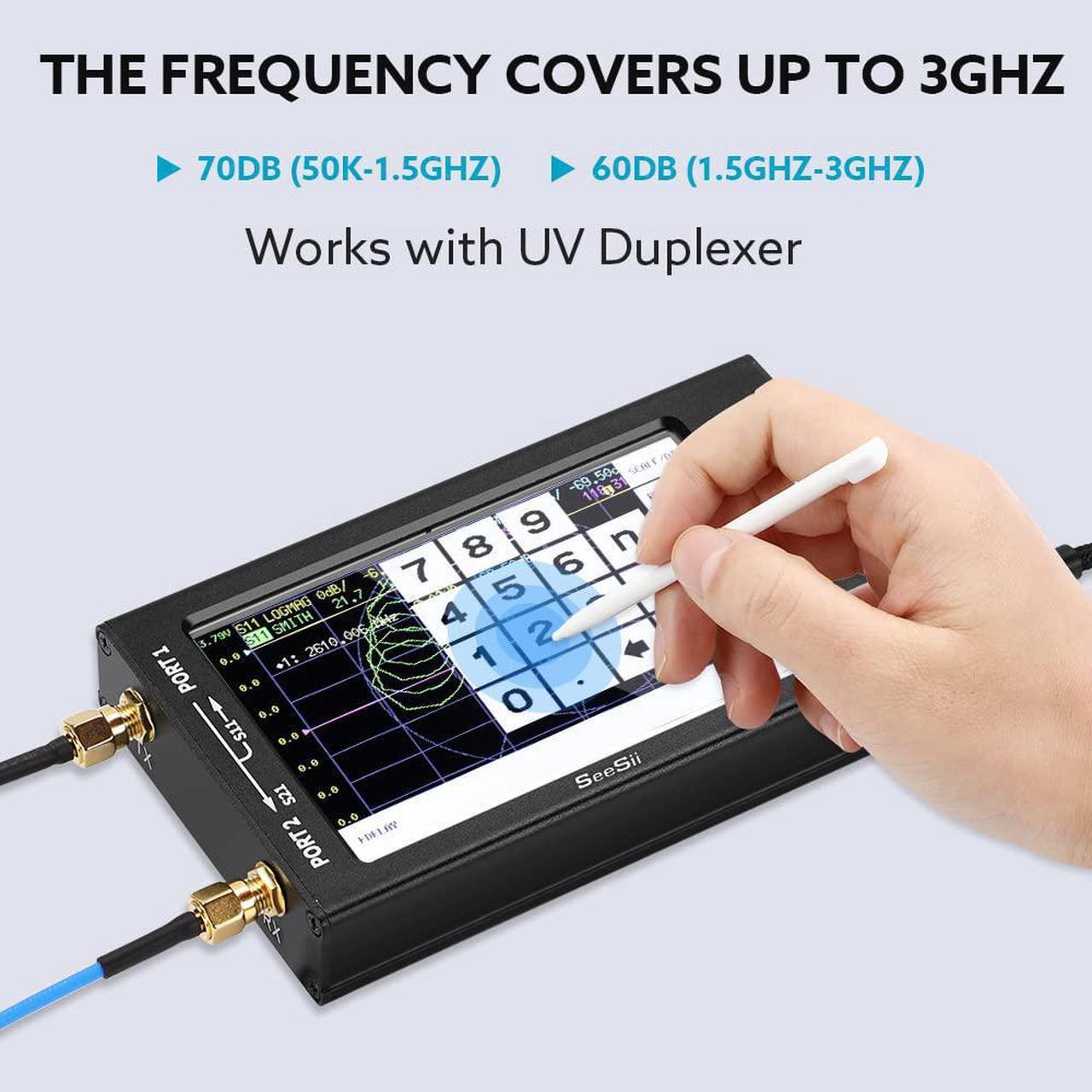 Alt view image 2 of 7 - Upgraded NanoVNA-F V2 Vector Network Analyzer 50kHz-3000MHz HF VHF UHF VNA Antenna Analyzer 4.3 inch with 5000mAh,Measuring S-Parameter Voltage SWR, Phase, delay, Smith Chart