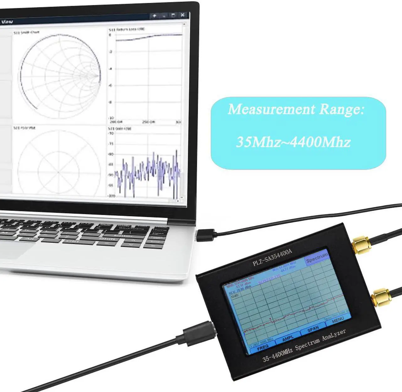 Alt view image 5 of 7 - 35-4400MHz Portable Spectrum Analyzer,3.5 ''TFT Handheld Frequency Analyzer Amplitude Bandwidth Frequency Signal Generator,Tracking Generator Steps Sweep Signal Generator (PLZ-SA354400A 3.5inch LCD)
