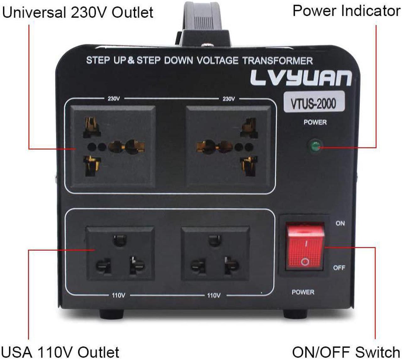 Alt view image 6 of 7 - Yinleader 2000W Voltage Converter Transformer(220V to 110V, 110V to 220V) 2000 Watt Step Up/Down Converter 110/120 Volt - 220/240 Volt