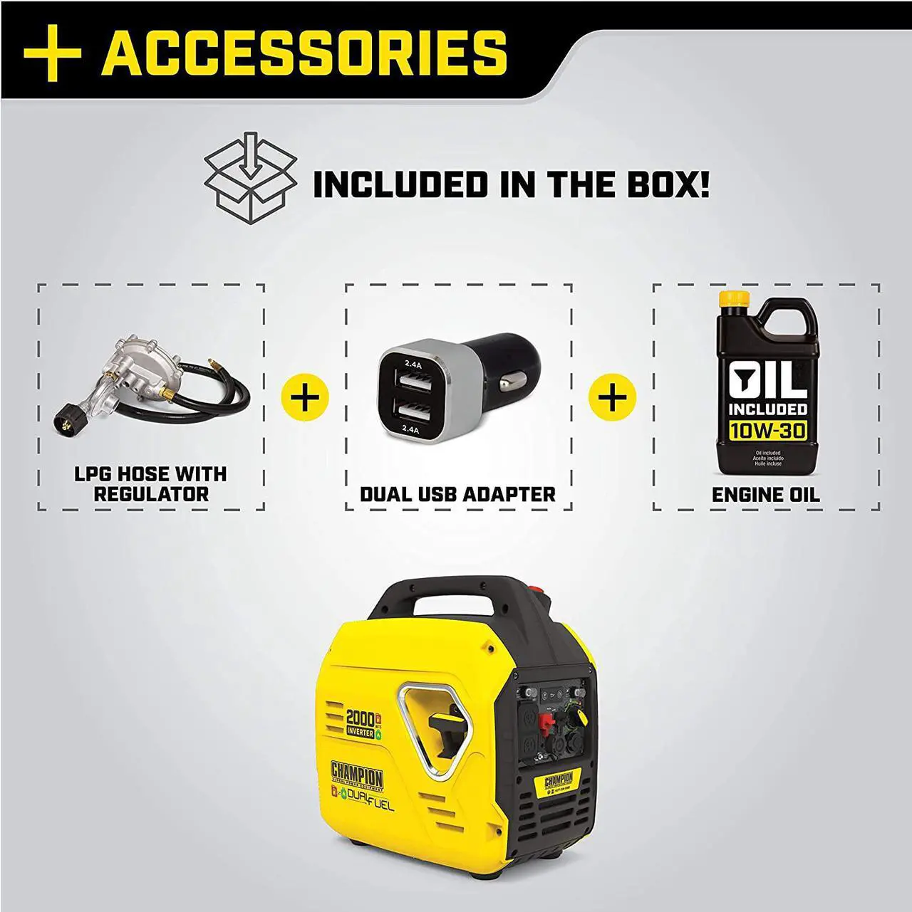 Alt view image 5 of 5 - Champion Power Equipment 2000-Watt Portable Inverter Generator, Ultralight