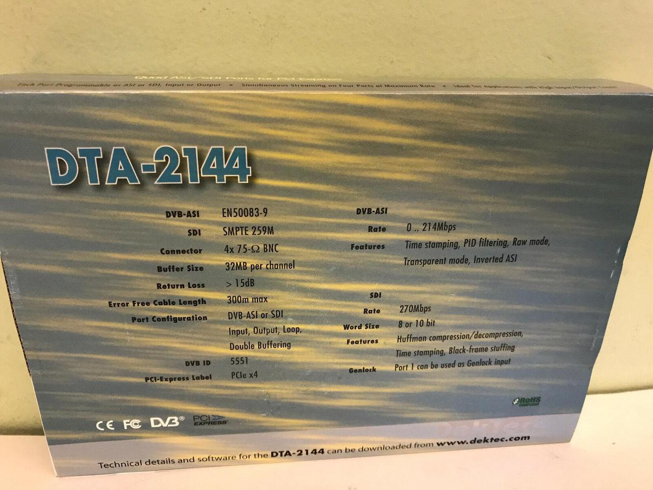 Alt view image 2 of 5 - DekTec DTA-2144-SXP - Quad ASI/SDI Input/Output adapter for PCI Express