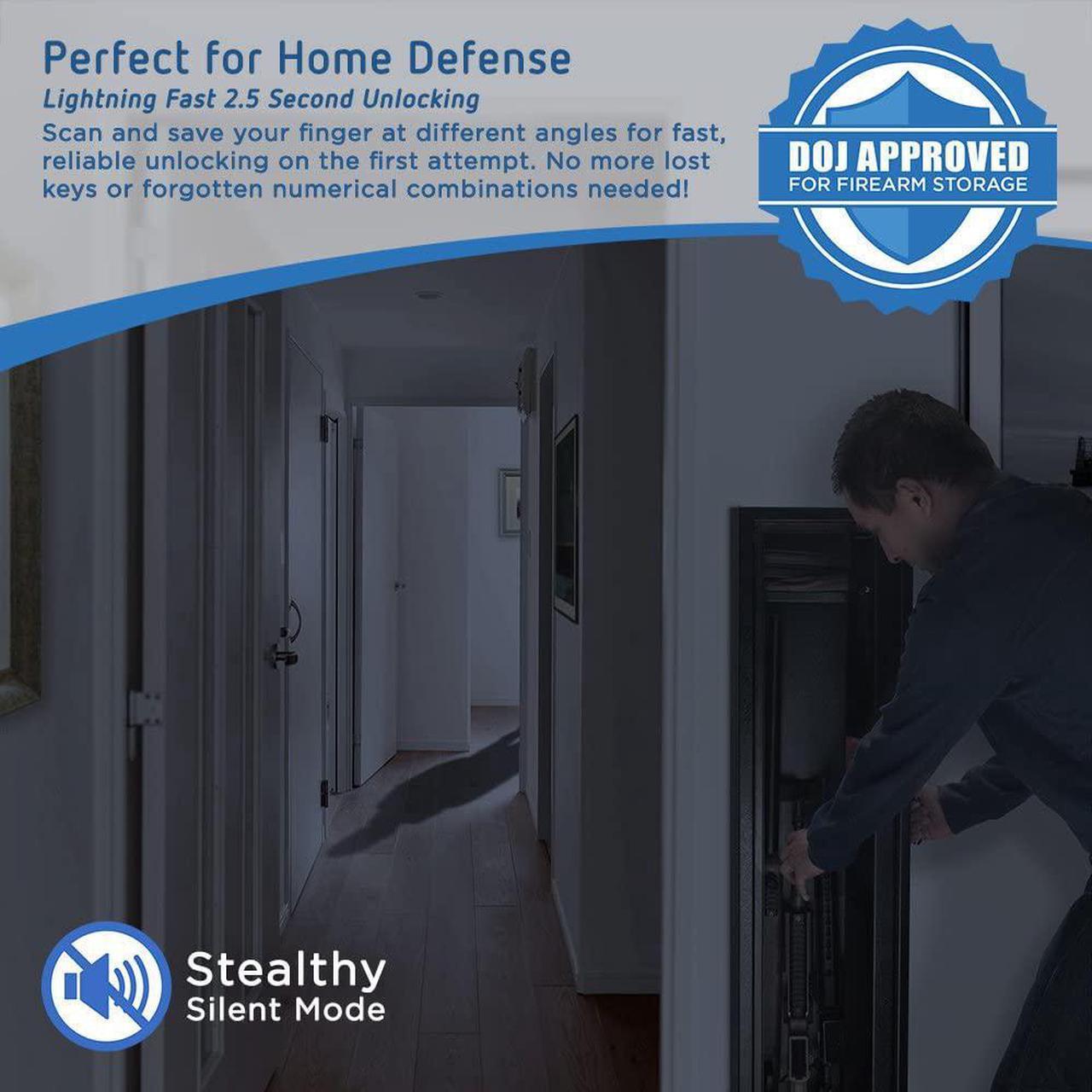 Alt view image 3 of 7 - Quick and Easy Access Biometric Rifles, Firearms and Long Guns Safe for Home, Removable Shelf, Optional Silent Mode, 1.83 Cubic Ft