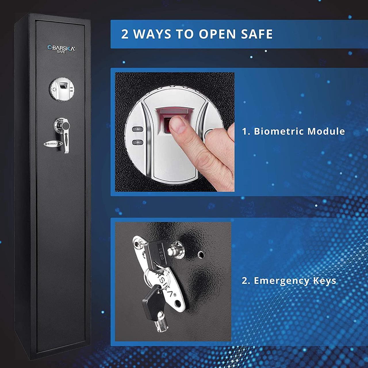 Alt view image 6 of 7 - Quick and Easy Access Biometric Rifles, Firearms and Long Guns Safe for Home, Removable Shelf, Optional Silent Mode, 1.83 Cubic Ft