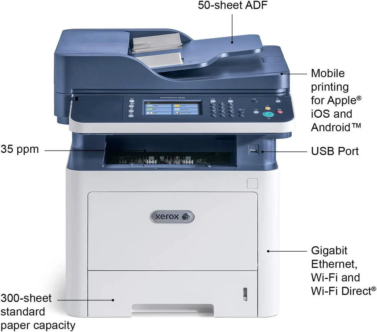Alt view image 2 of 4 - Xerox WorkCentre 3335/DNI Monochrome Multifunction Printer