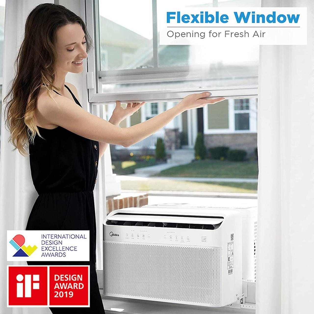 Alt view image 5 of 7 - Midea 10,000 BTU U-Shaped Smart Inverter Window Air ConditionerCools Up to 350 Sq. Ft., Ultra Quiet With Open Window Flexibility, Works With Alexa/Google Assistant, 35% Energy Savings, Remote Control