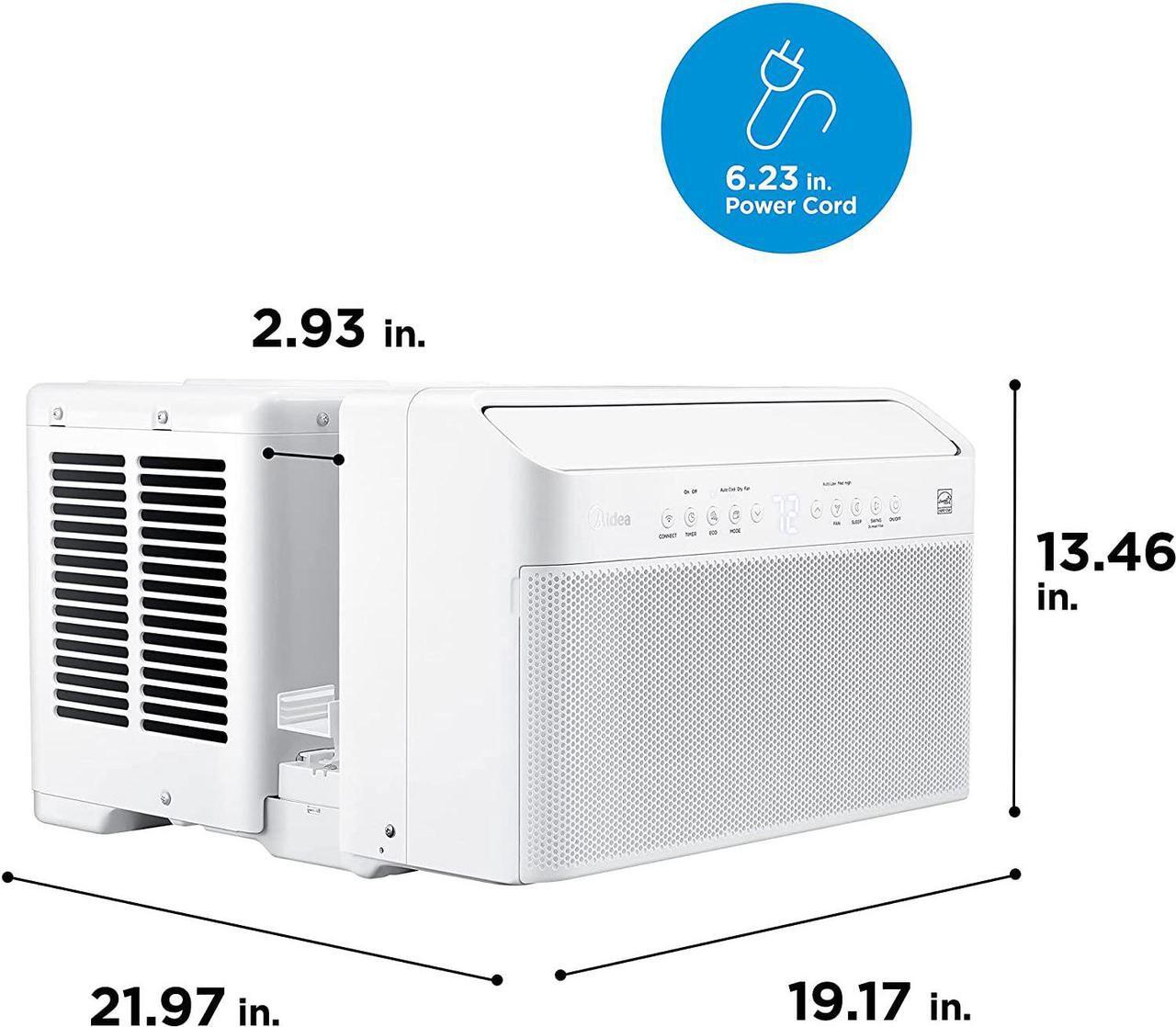 Alt view image 7 of 7 - Midea 8,000 BTU U-Shaped Smart Inverter Window Air ConditionerCools Up to 350 Sq. Ft., Ultra Quiet With Open Window Flexibility, Works With Alexa/Google Assistant, 35% Energy Savings, Remote Control