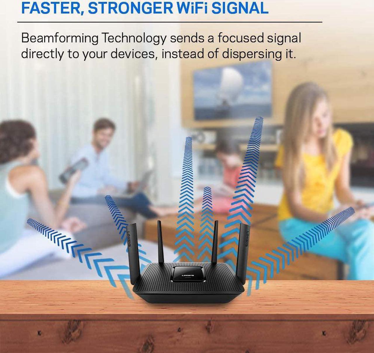 Alt view image 5 of 7 - Linksys Max-Stream: AC2200 Tri-Band Wi-Fi Router for Wireless Home Network, Uninterrupted Gaming and Streaming, MU-MIMO (Black)