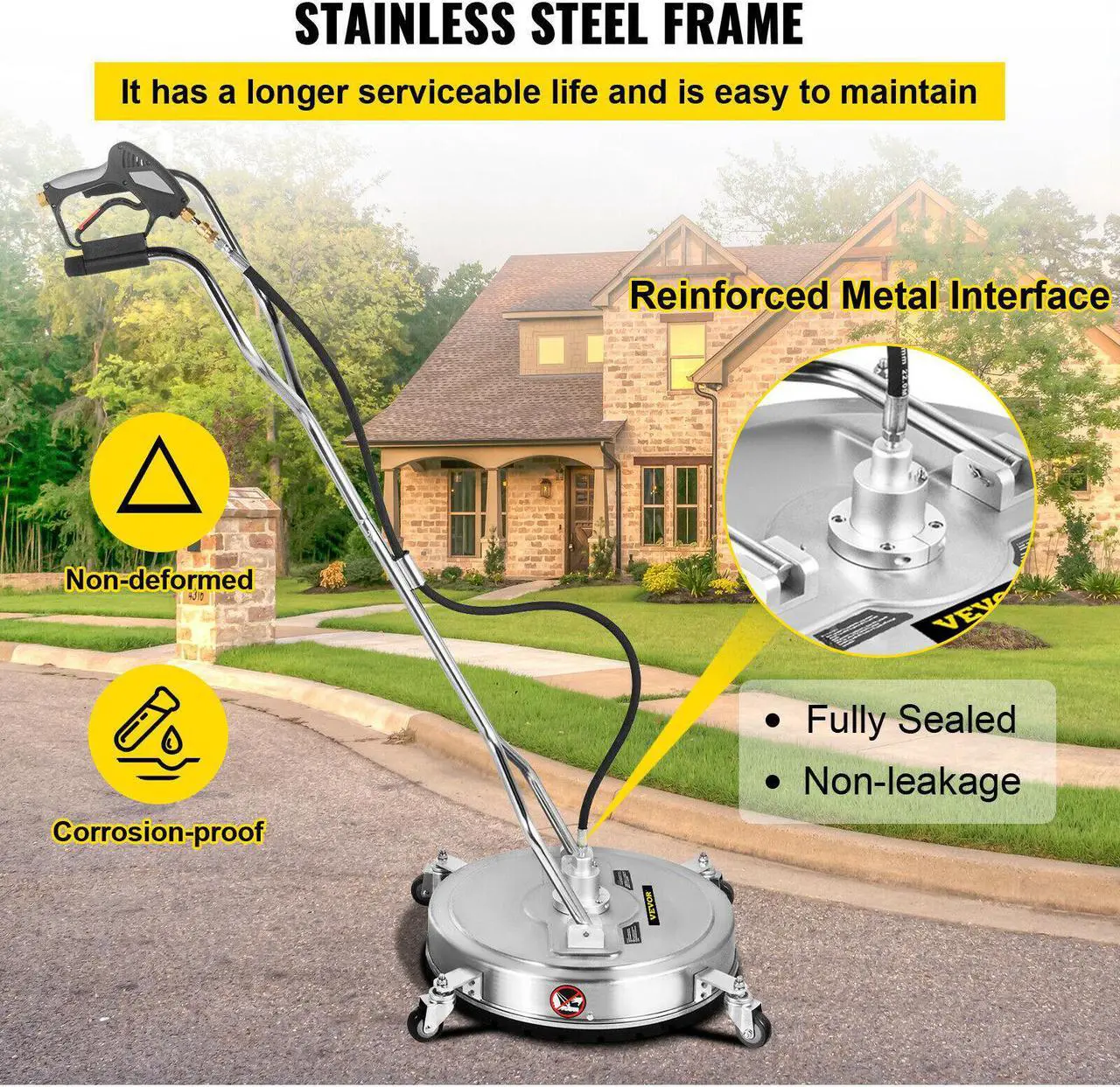 Alt view image 4 of 7 - Flat Surface Cleaner Pressure Surface Washer24''Max.4000PSI Dual Handle